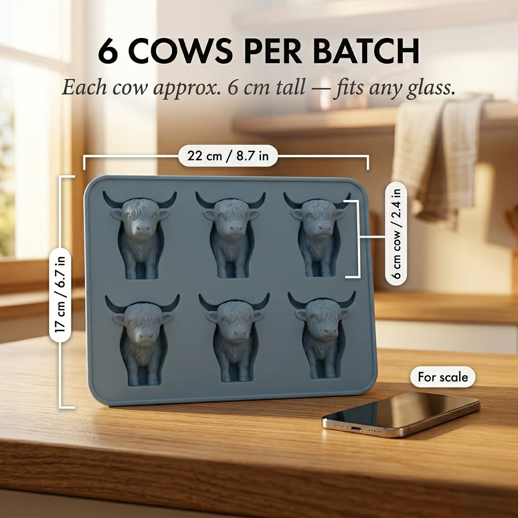 Frostcroft™ – 3D Highland Cow Ice Cube Mold, 6-Cavity BPA-Free Silicone + 1 + 1 FREE - Image 5
