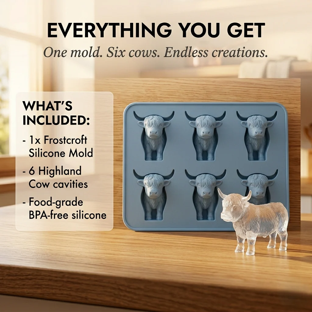 Frostcroft™ – 3D Highland Cow Ice Cube Mold, 6-Cavity BPA-Free Silicone + 1 + 1 FREE - Image 6