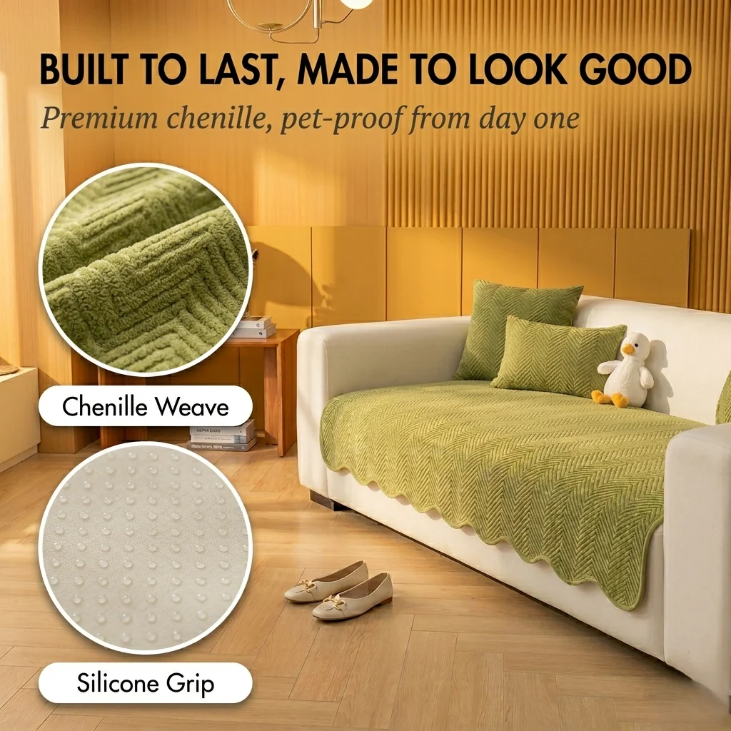 Wovenly™ – Herringbone Chenille Non-Slip Wavy Edge Couch Cover+ 50% OFF - Image 5