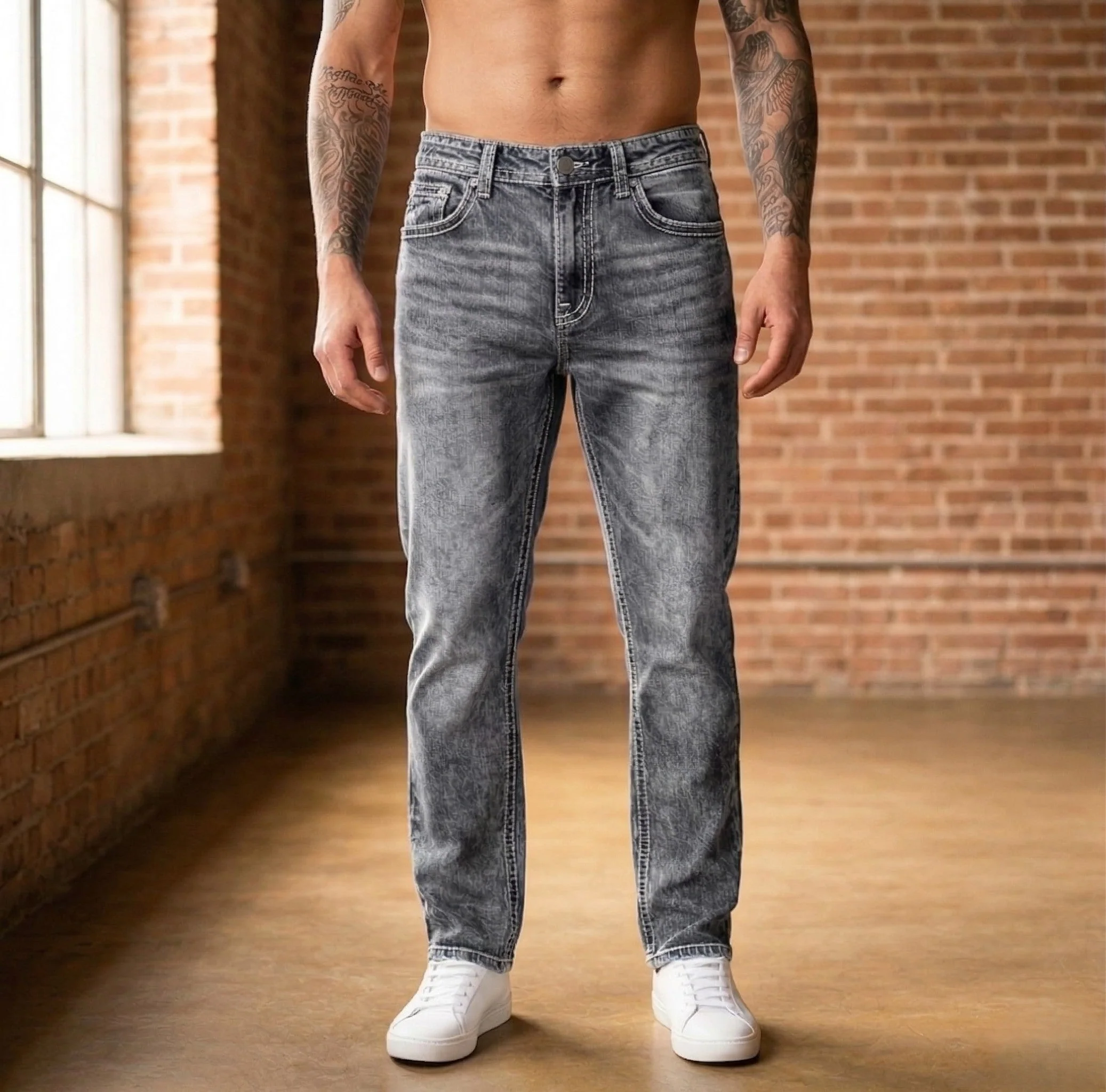 Fadecraft™ – Vintage Washed Straight-Leg Men's Streetwear Jeans + 50% OFF - Image 7