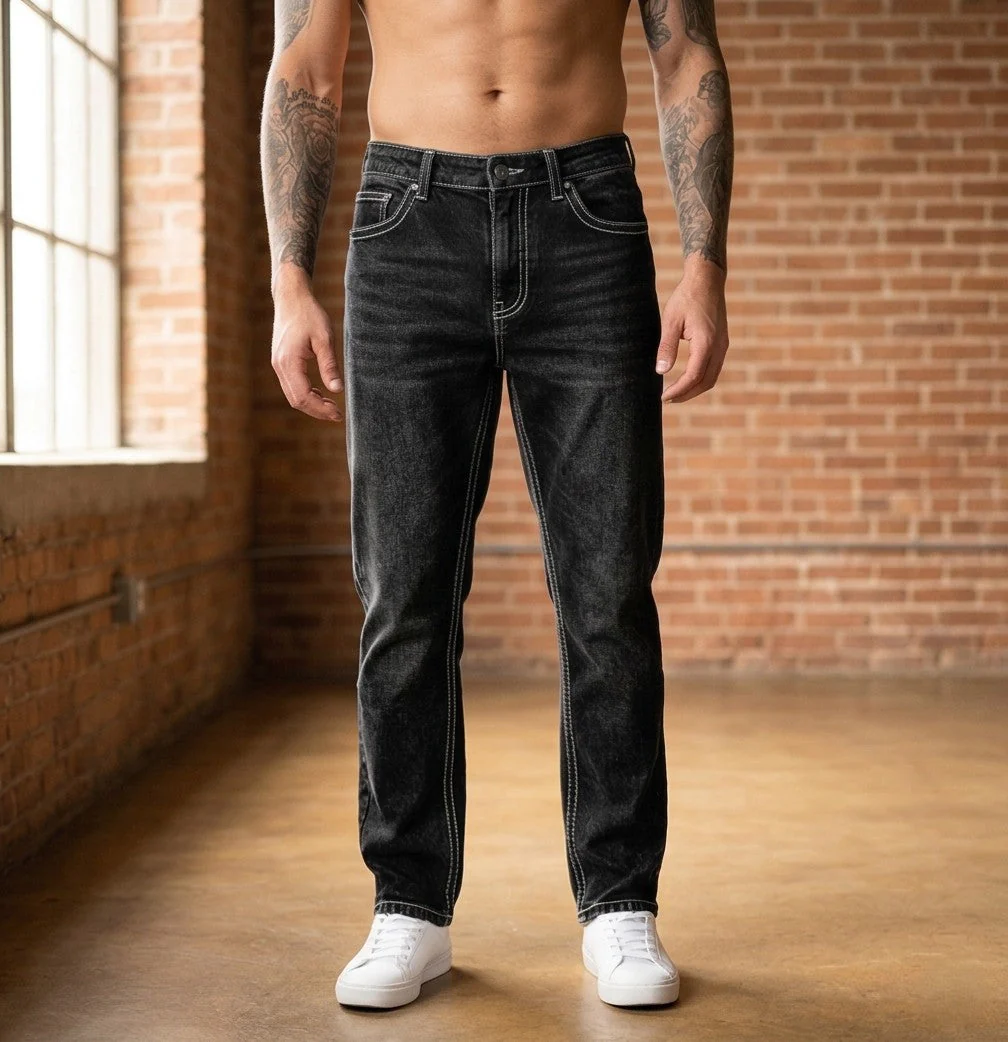 Fadecraft™ – Vintage Washed Straight-Leg Men's Streetwear Jeans + 50% OFF - Image 9