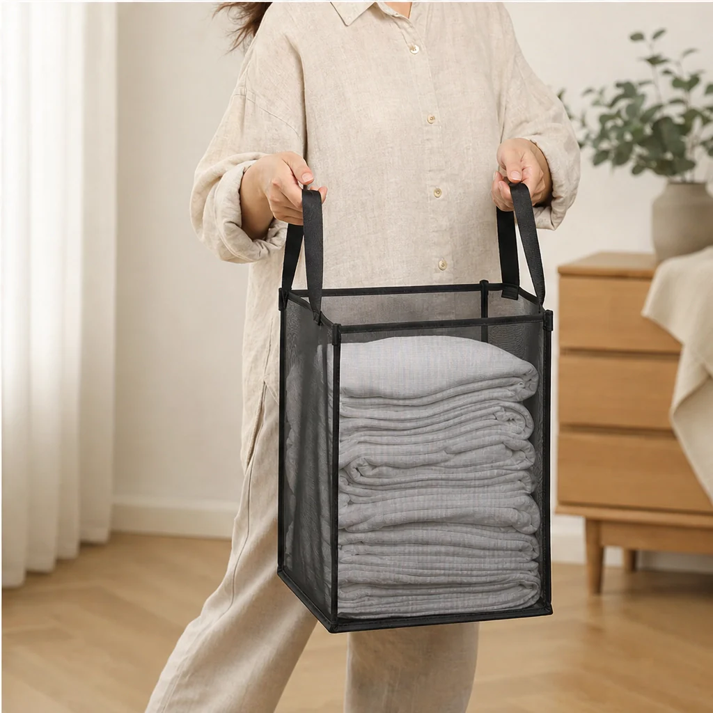 FoldHaven™ – See-Through Mesh Foldable Storage Basket with Carry Handles +50% OFF - Image 3