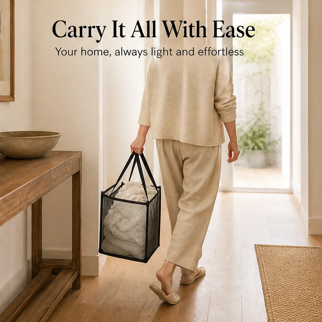 FoldHaven™ – See-Through Mesh Foldable Storage Basket with Carry Handles +50% OFF - Image 7