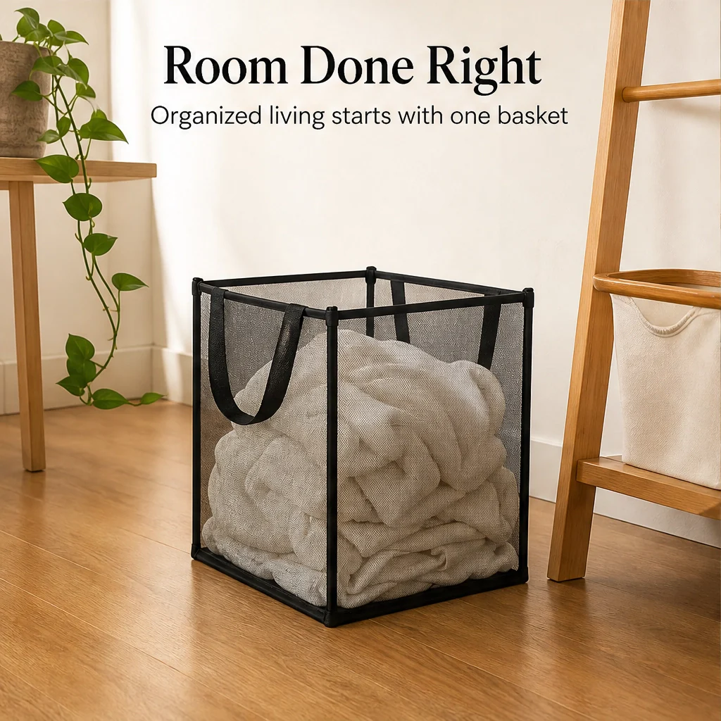 FoldHaven™ – See-Through Mesh Foldable Storage Basket with Carry Handles +50% OFF - Image 9