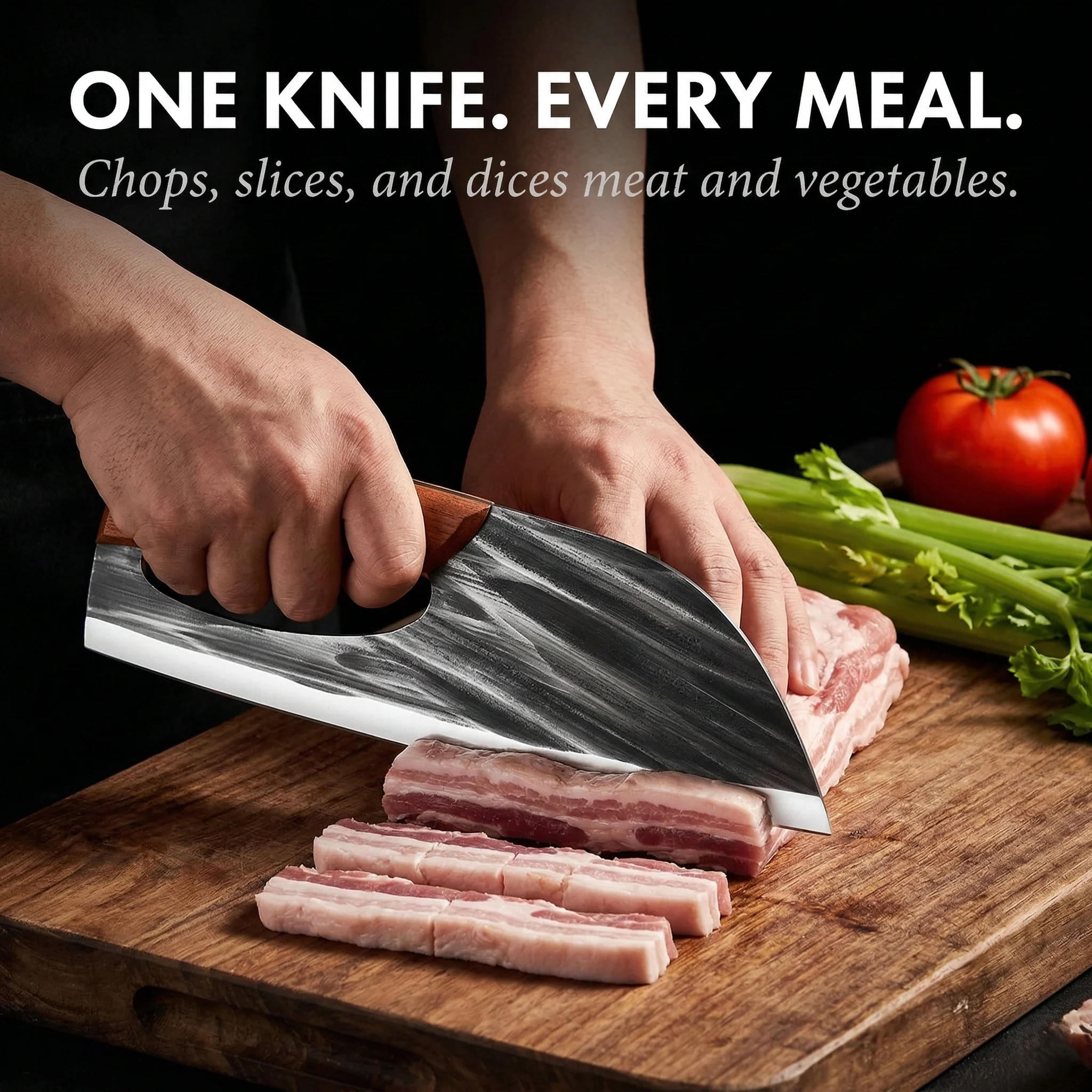 Temper™ – Hand-Forged Ergonomic Cleaver Knife | 24cm Chef's Kitchen Blade +50% OFF - Image 3