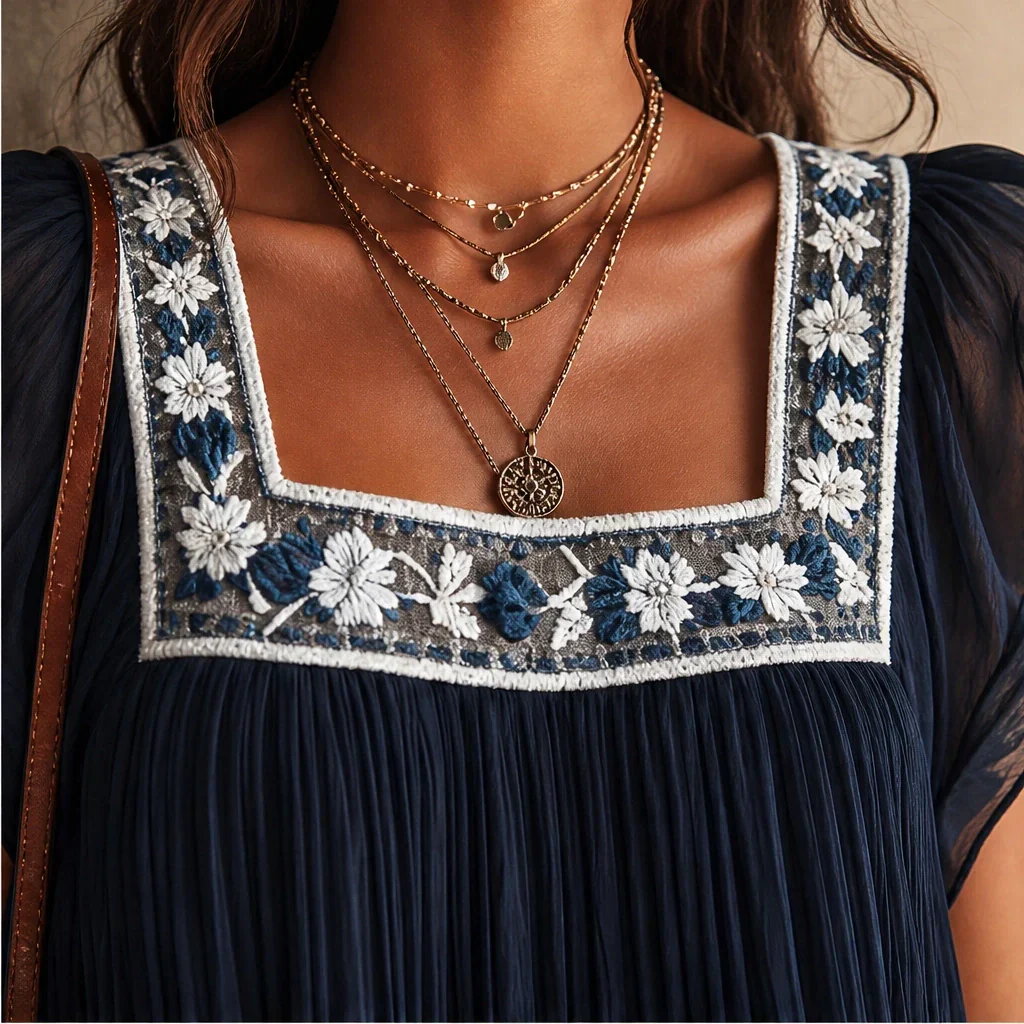 Marguerite™ – Floral Embroidered Pleated Chiffon Mini Dress + 50% OFF - Image 2