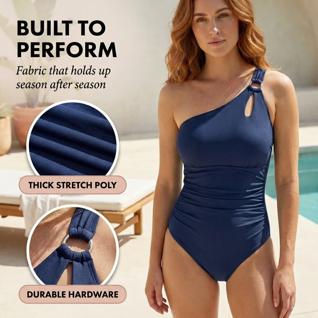 Ruchelle™ – Tummy Control One-Shoulder Ruched One-Piece Swimsuit +50% OFF - Image 5