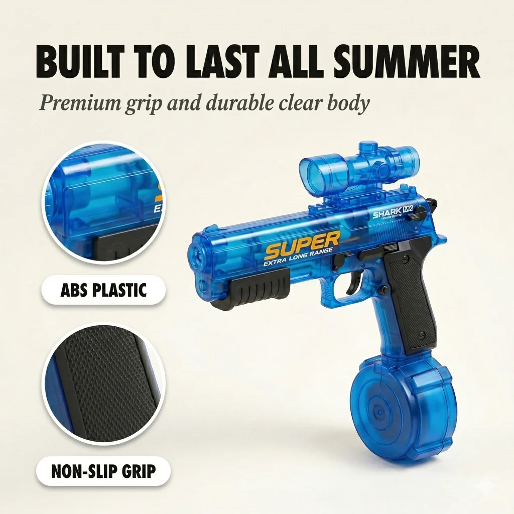Deluge™ – Electric Auto-Fire Water Gun with USB Charging, 26-32 ft Range & Dual Tanks +50% OFF - Image 5