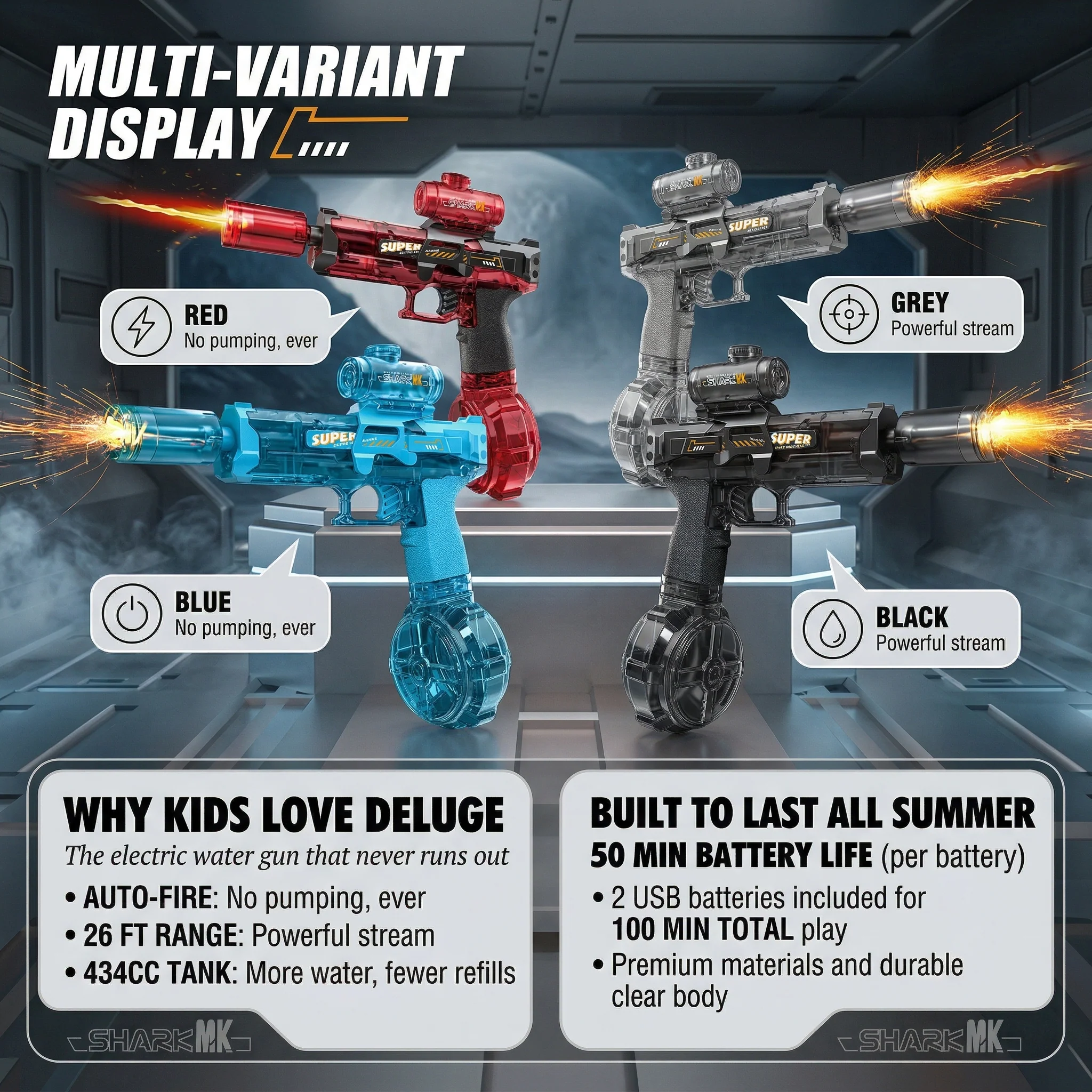 Deluge™ – Electric Auto-Fire Water Gun with USB Charging, 26-32 ft Range & Dual Tanks +50% OFF - Image 6
