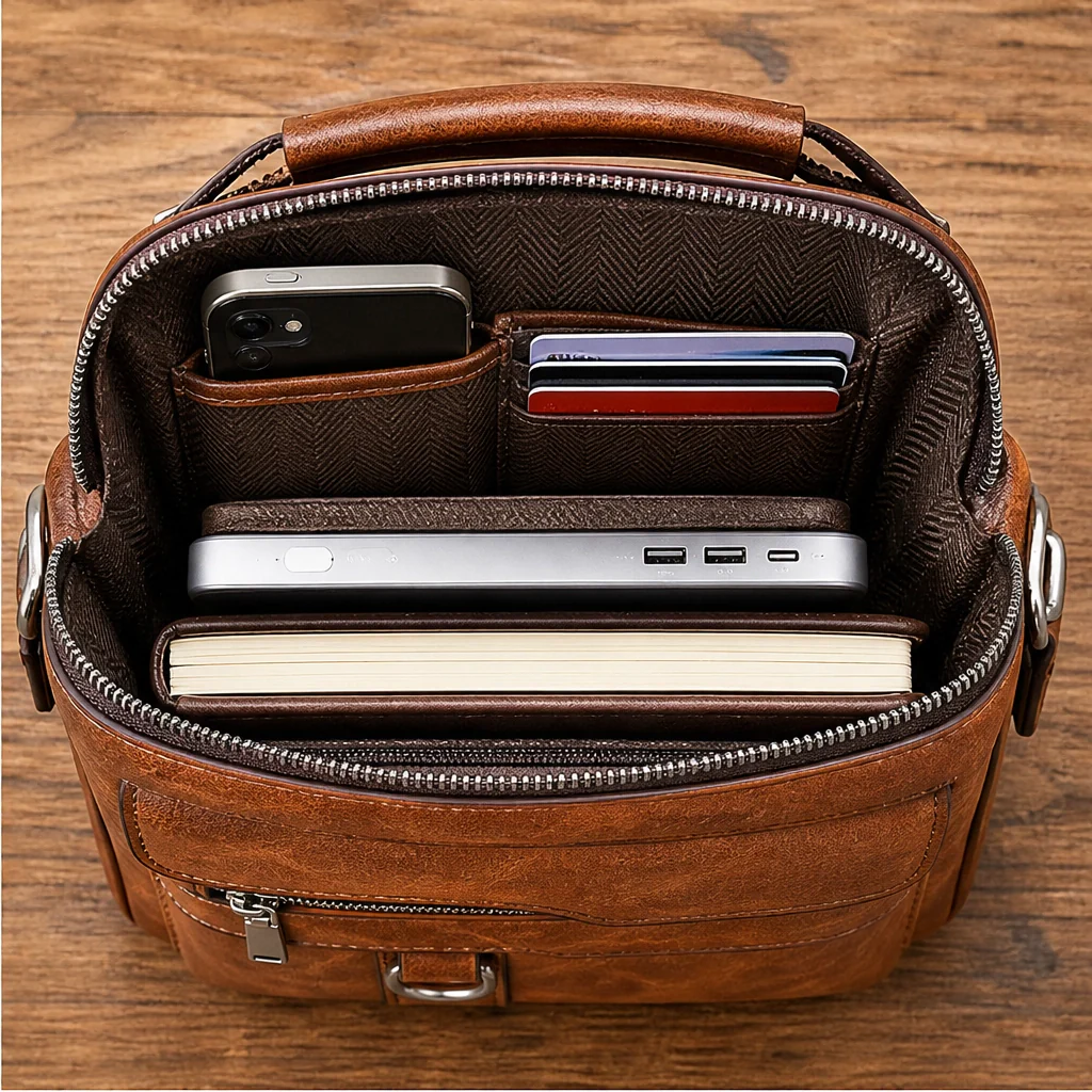 Hewson™ – Slim Multi-Compartment Waterproof PU Leather Crossbody Messenger Bag + 50% OFF - Image 5