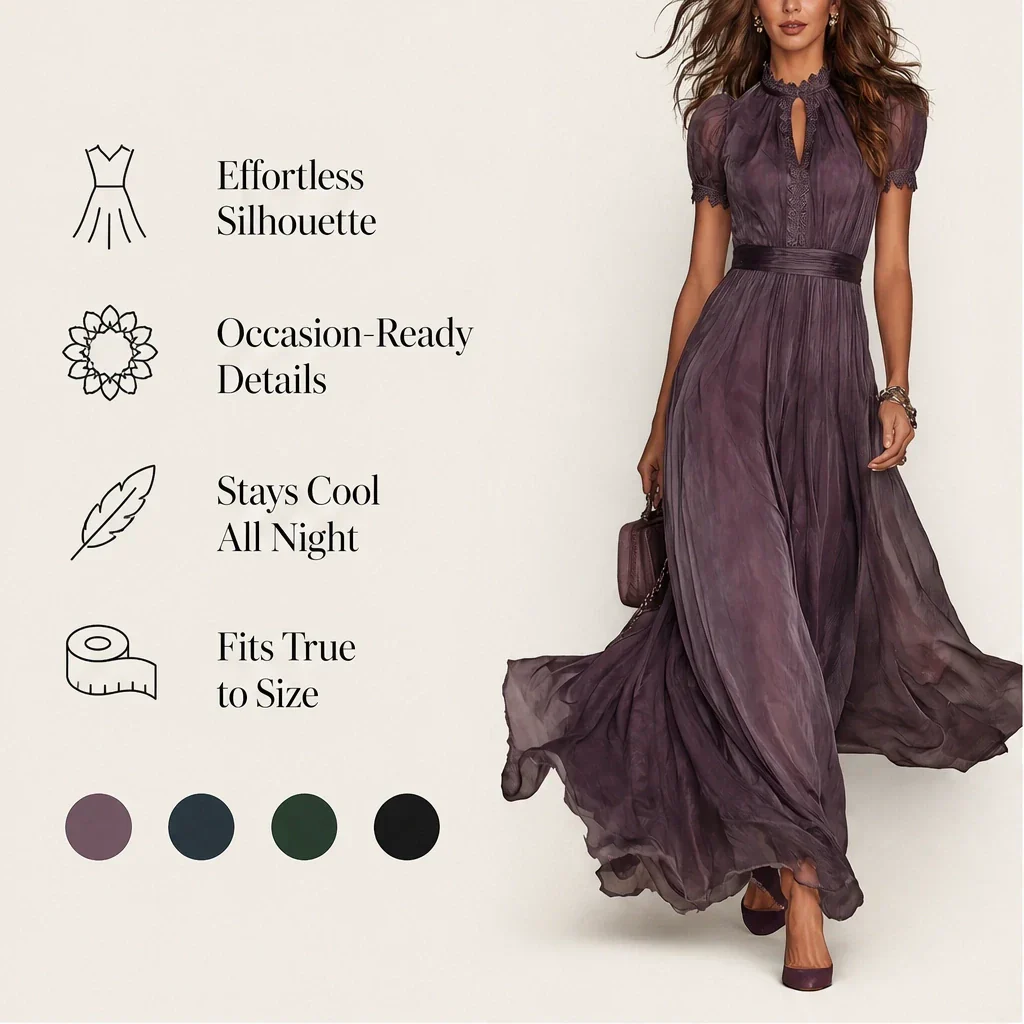 Velmara™ – Keyhole Neckline Chiffon Lace Maxi Dress+50% OFF - Image 5