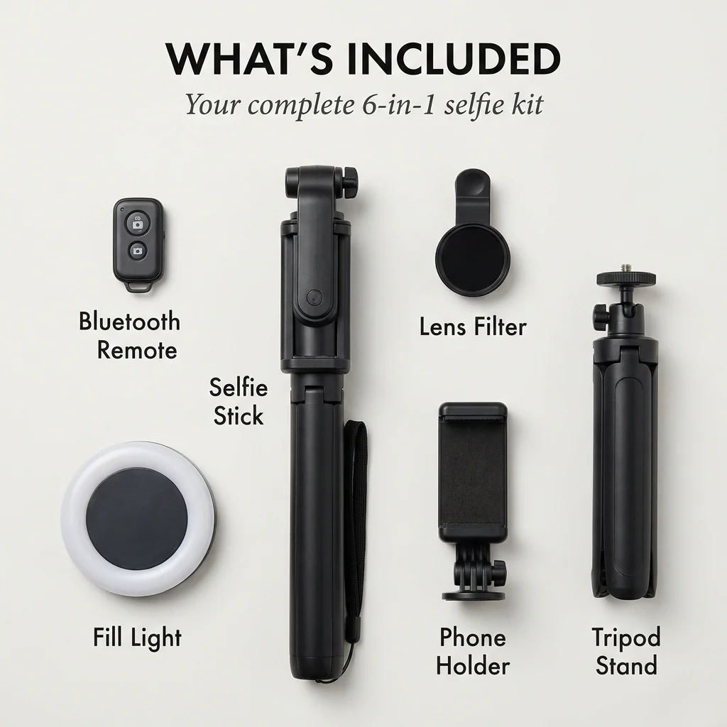 Glint™ – 6-in-1 Selfie Stick Tripod with Fill Light & Bluetooth Remote+ 50% OFF - Image 6