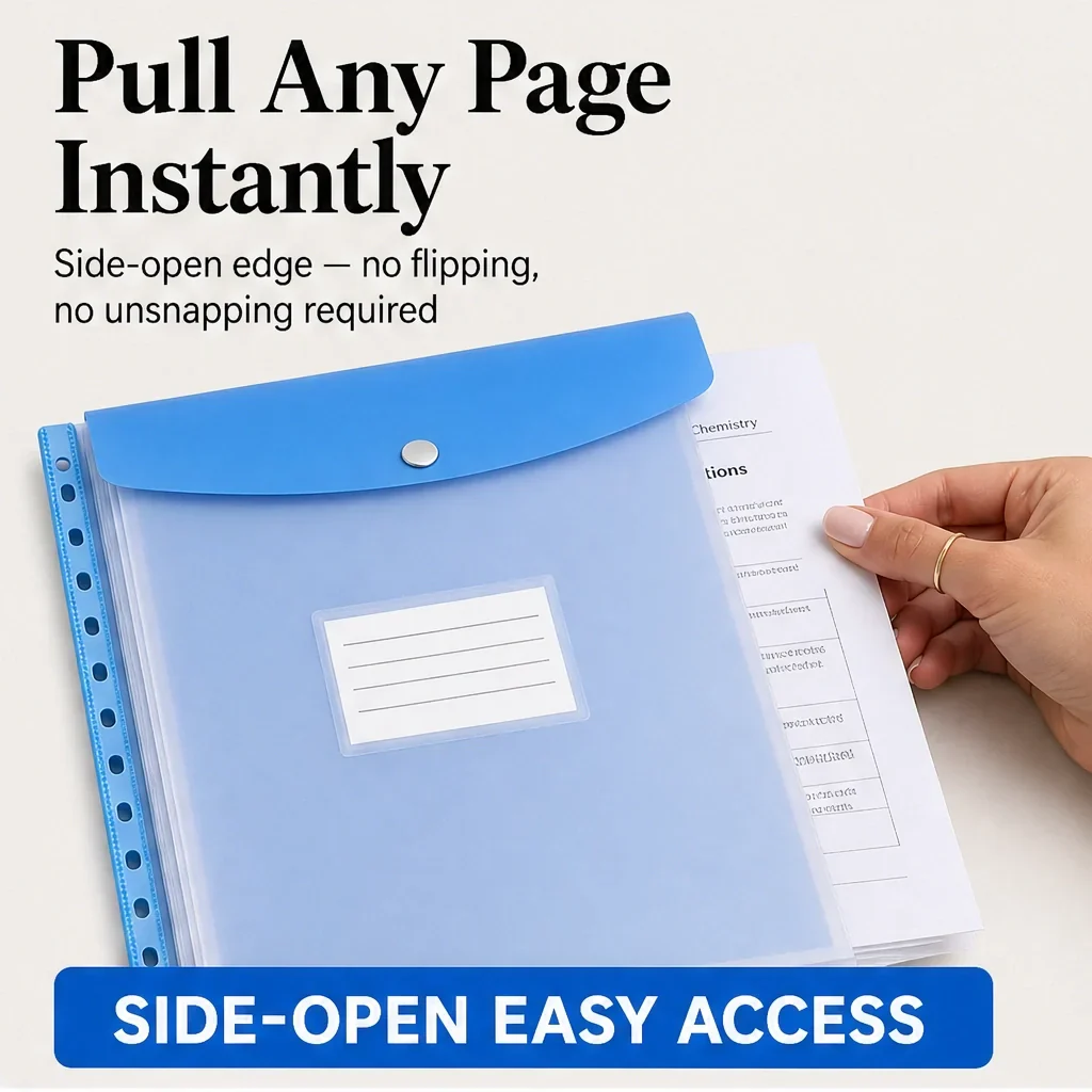 Stowren™ – Side-Opening A4 Binder Pockets with Snap Closure + 50% OFF - Image 3