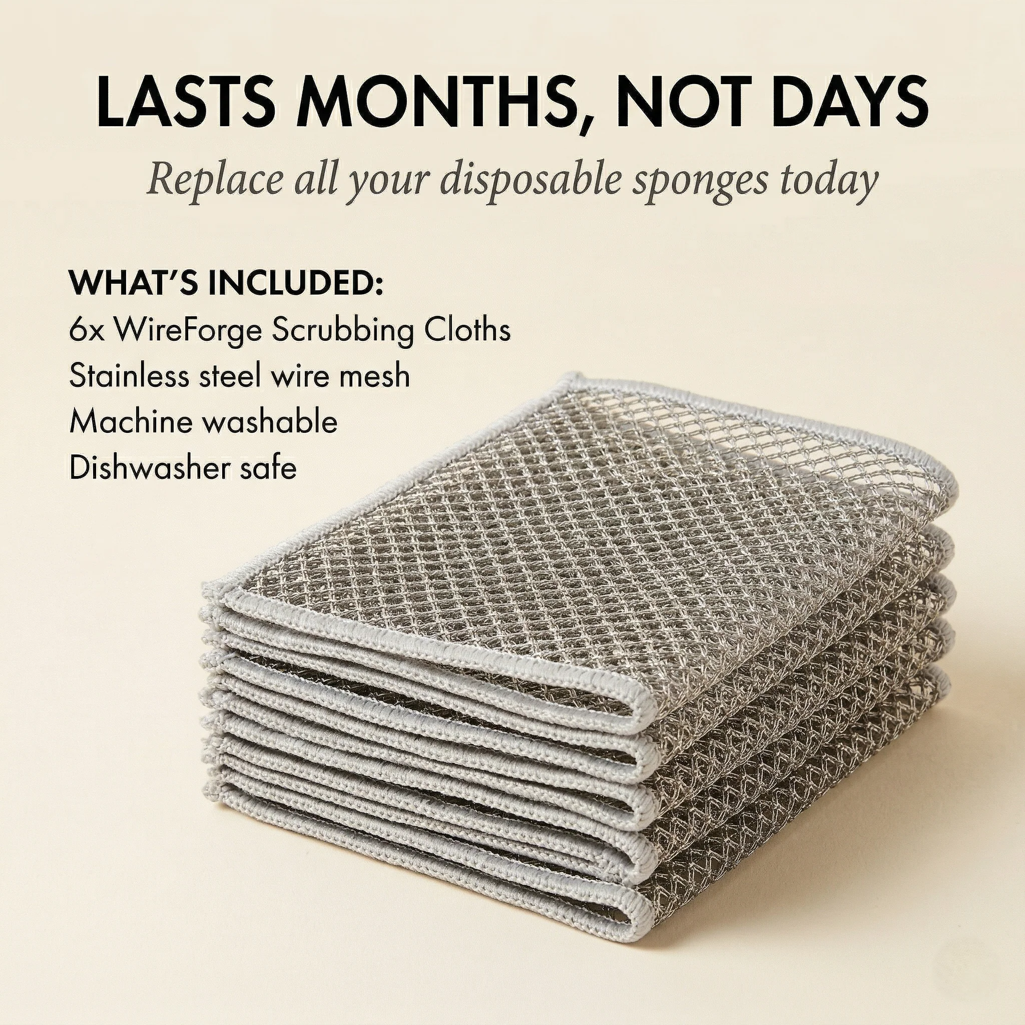 WireForge™ – No-Scratch Steel Mesh Scrubbing Cloth, Odor-Free & Reusable (4 packs)+ 50% OFF - Image 6