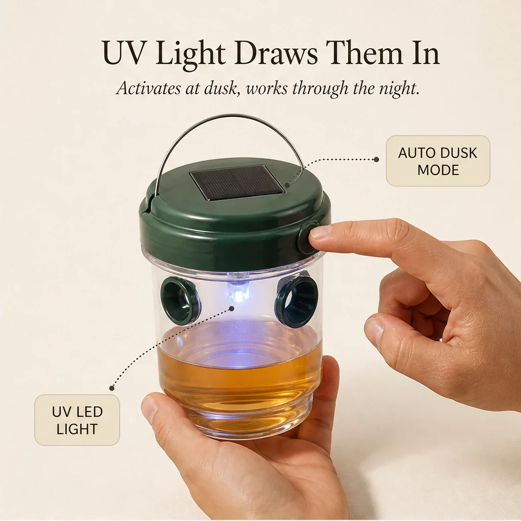 Duskbeacon™ – Solar-Powered LED Wasp & Yellow Jacket Trap with Dual Entry Tunnels +50% OFF - Image 3