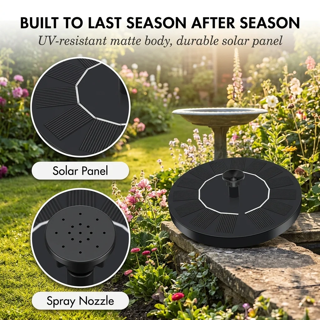 Fernhaven™ – Solar Bird Bath Fountain Pump with 4 Interchangeable Nozzles +50% OFF - Image 4