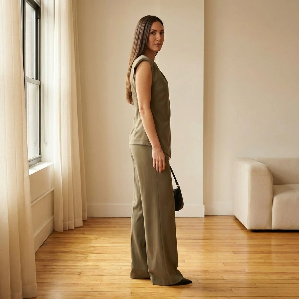 Plennoir™ – Asymmetric Draped Top & Wide-Leg Pants Two-Piece Set + 50% OFF - Image 2