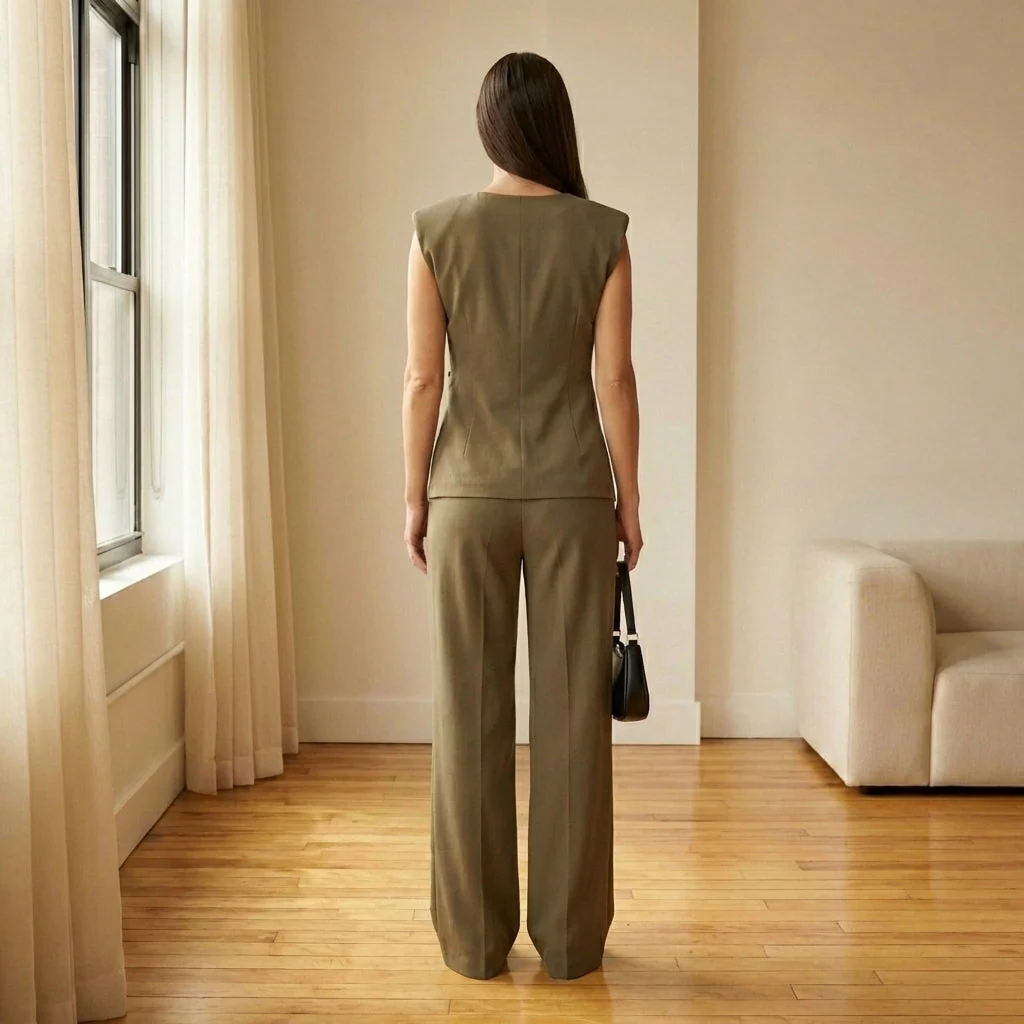 Plennoir™ – Asymmetric Draped Top & Wide-Leg Pants Two-Piece Set + 50% OFF - Image 3