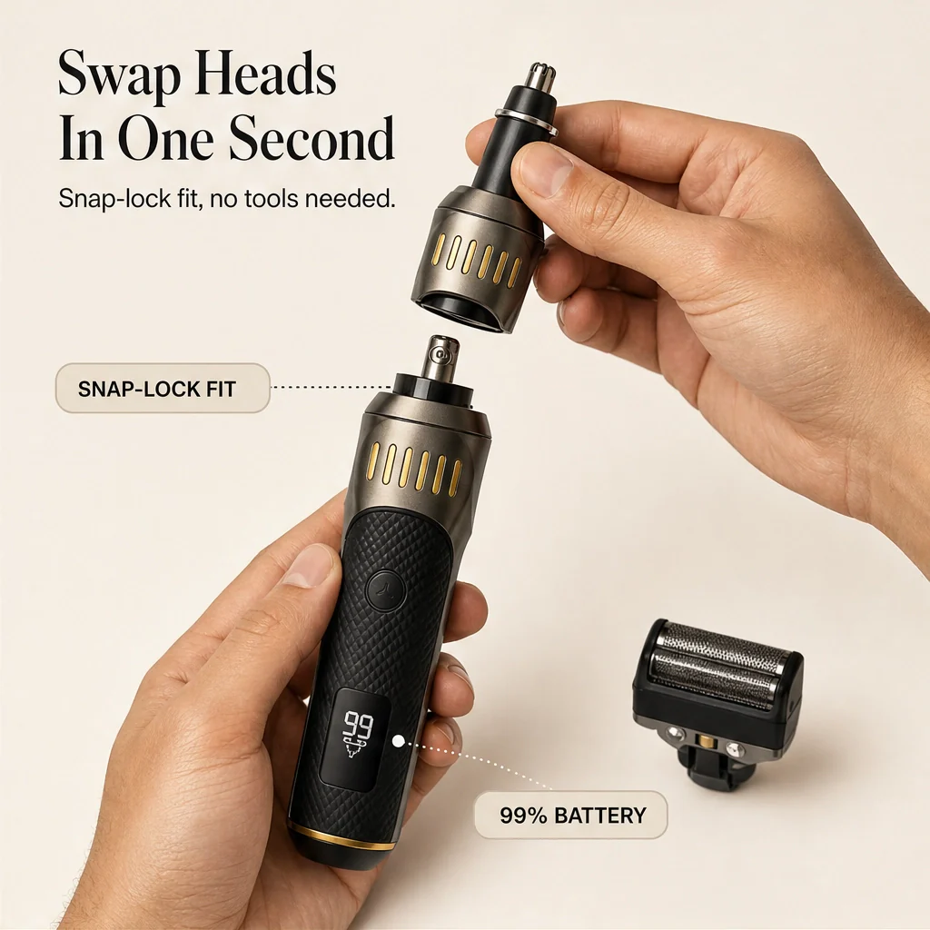 Edgecrest™ – 3-in-1 Beard, Shaver & Nose Trimmer Set with LED Battery Display + 50% OFF - Image 2
