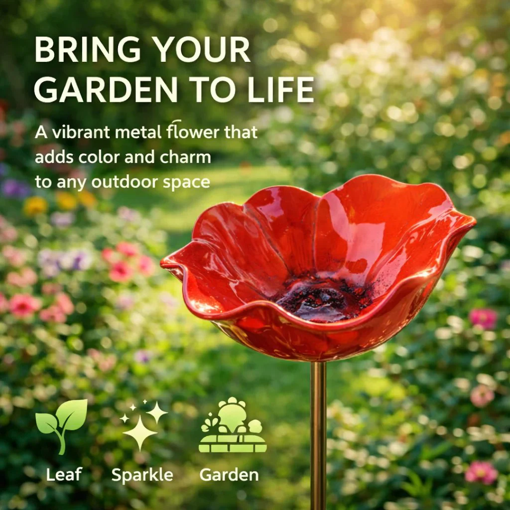 Bramblewell™ – Handmade Metal Flower Stake with Bird Bath & Pollinator Bowl + 50% OFF - Image 16