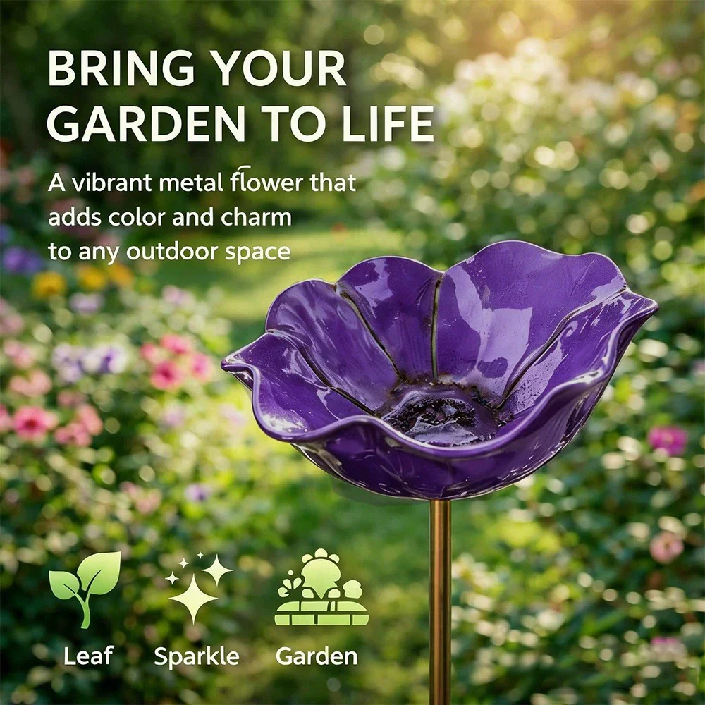 Bramblewell™ – Handmade Metal Flower Stake with Bird Bath & Pollinator Bowl + 50% OFF - Image 17