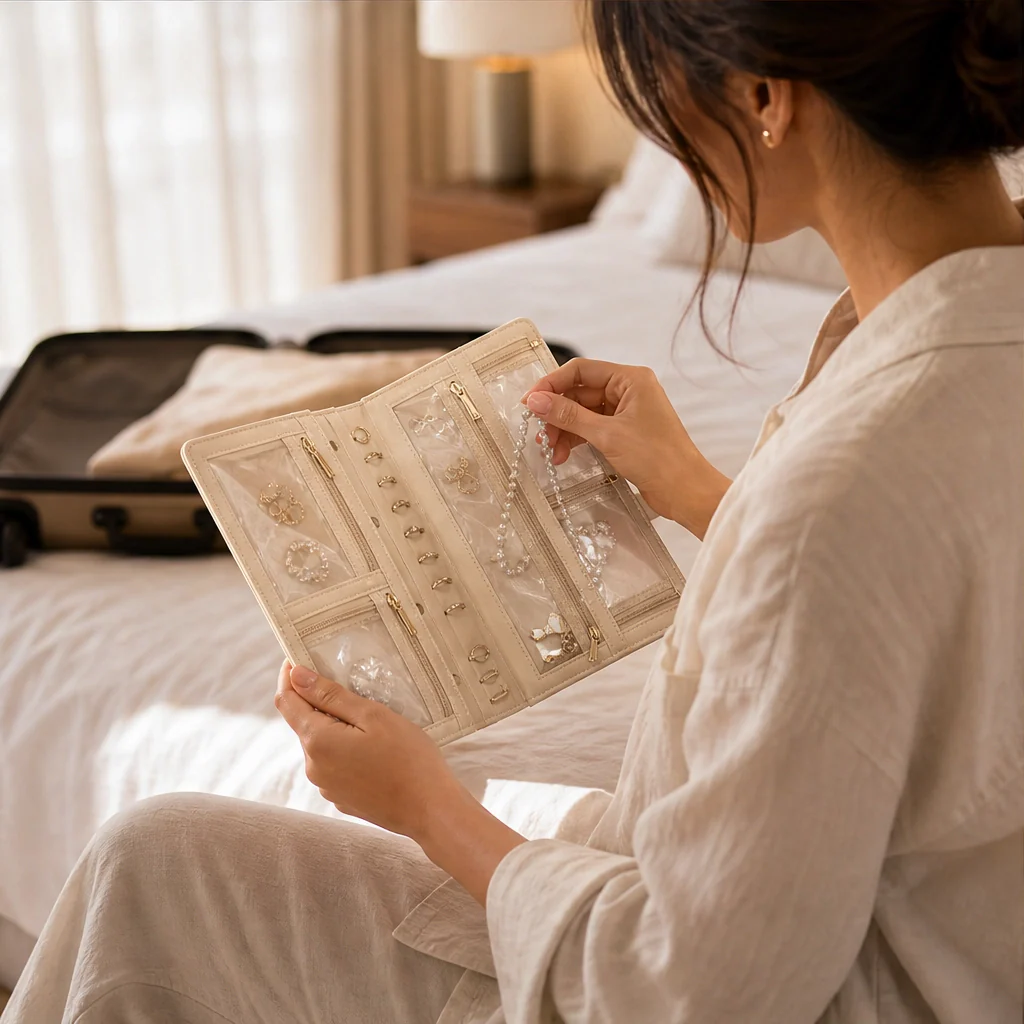 Cameo™ – Quilted Travel Jewelry Book with Tangle-Free Grid Pockets + 50% OFF - Image 4