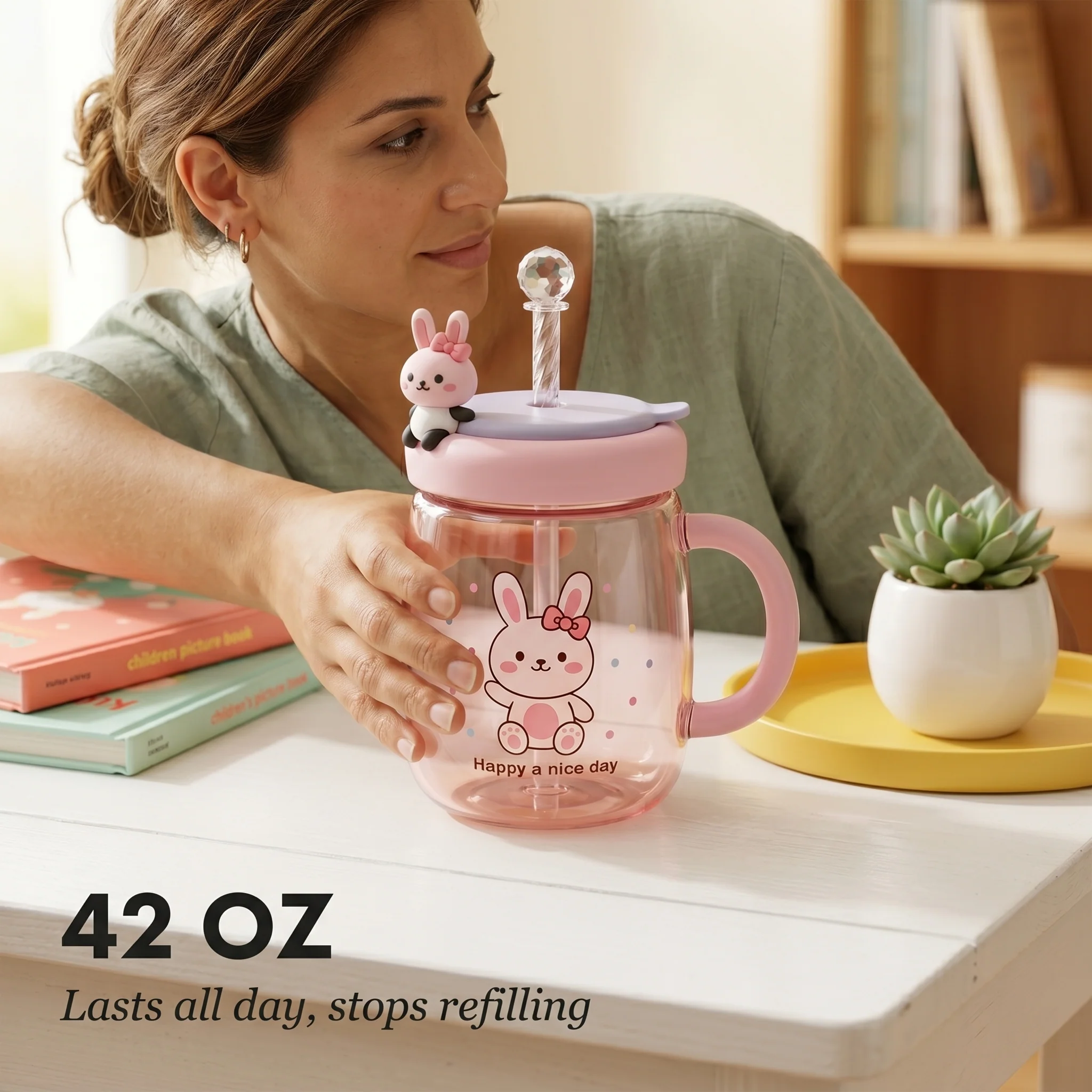 Mochiku™ – BPA-Free Tritan Cartoon Sippy Cup with Fruit Infuser, 42 oz + 50% OFF - Image 3