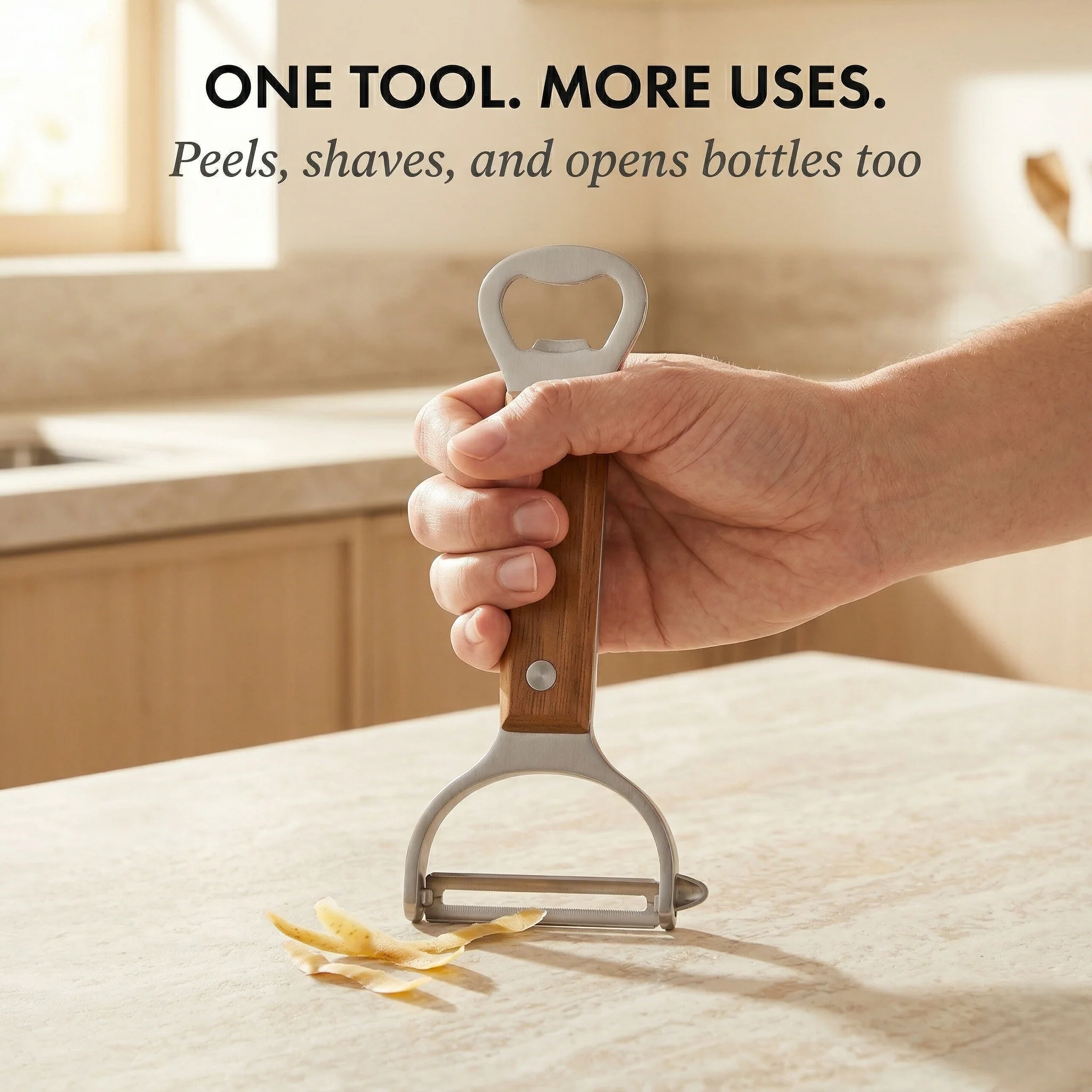 Temper™ – Stainless Steel Vegetable & Fruit Peeler with Ergonomic Wood Handle +50% OFF - Image 2