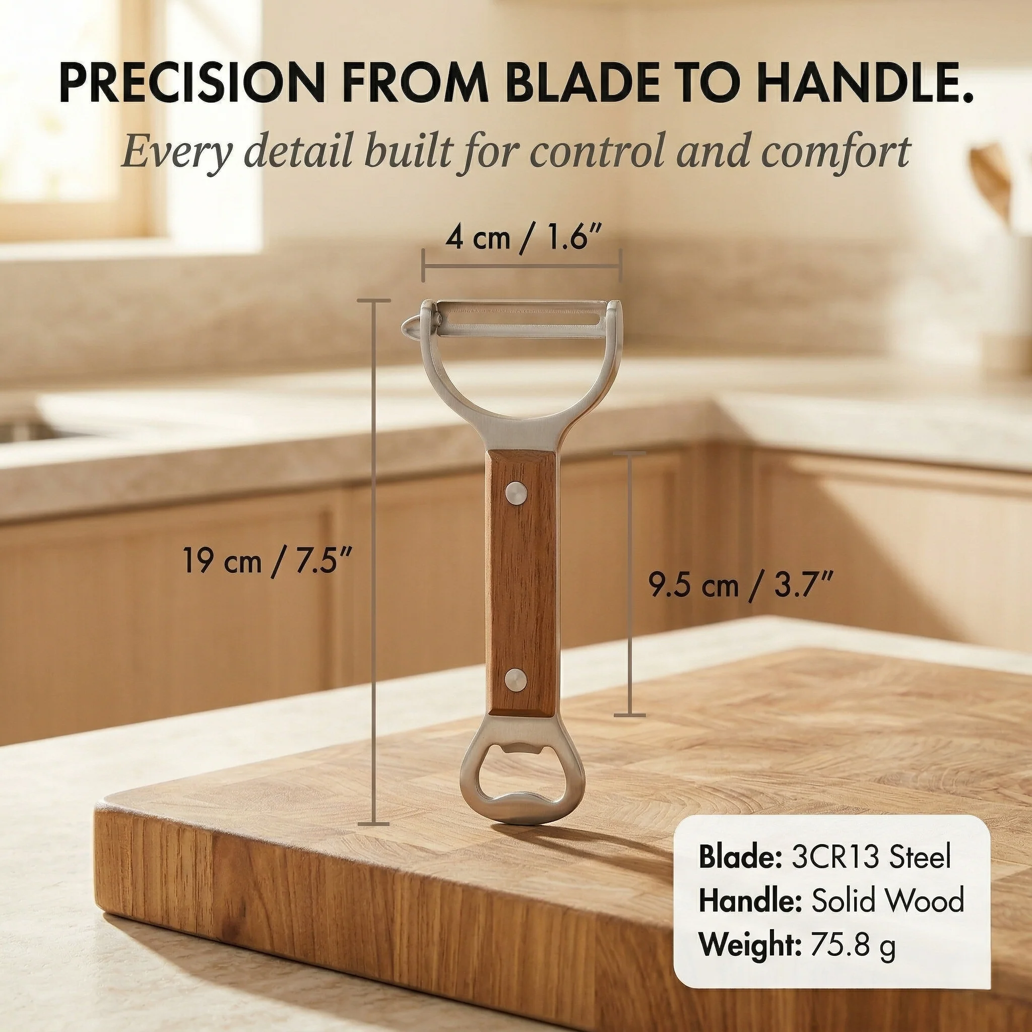 Temper™ – Stainless Steel Vegetable & Fruit Peeler with Ergonomic Wood Handle +50% OFF - Image 6