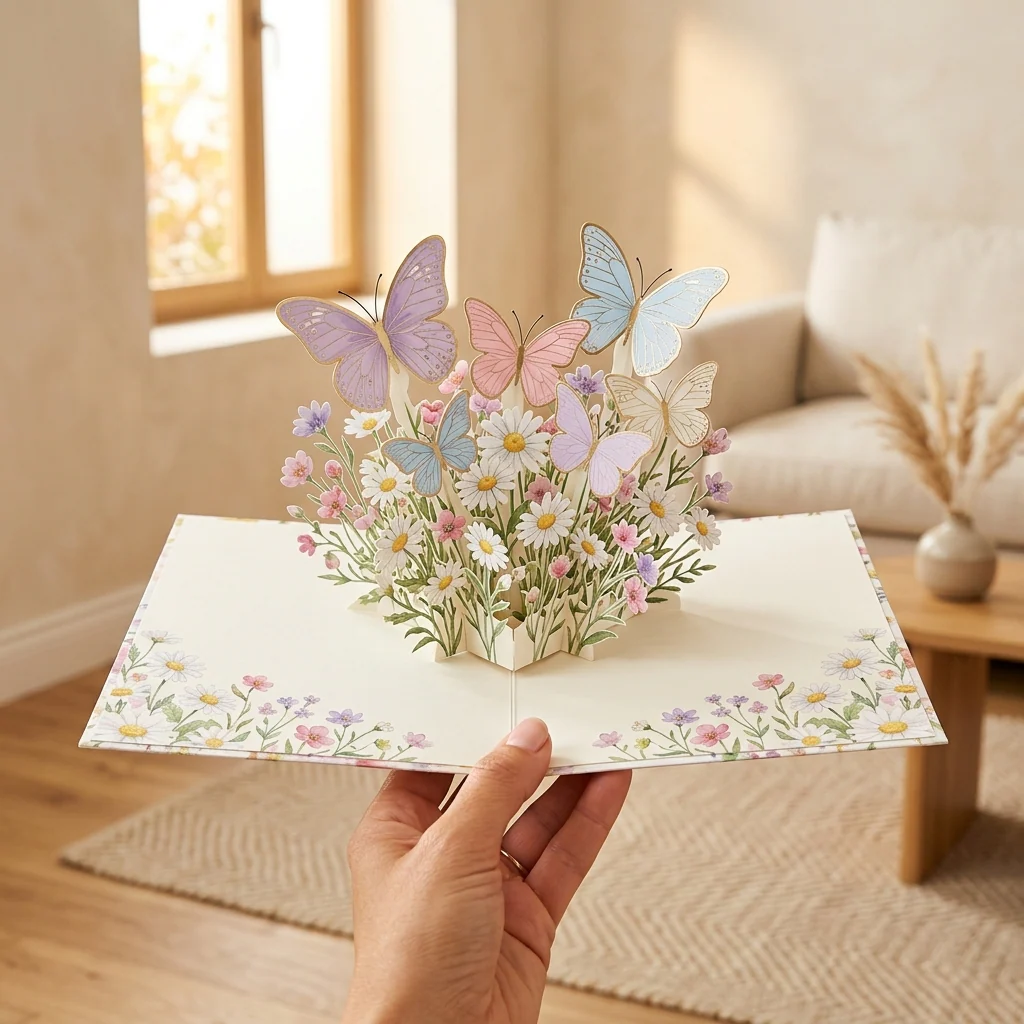Gossamer™ – 3D Pop-Up Butterfly & Daisy Greeting Card with Envelope + 50% OFF - Image 2
