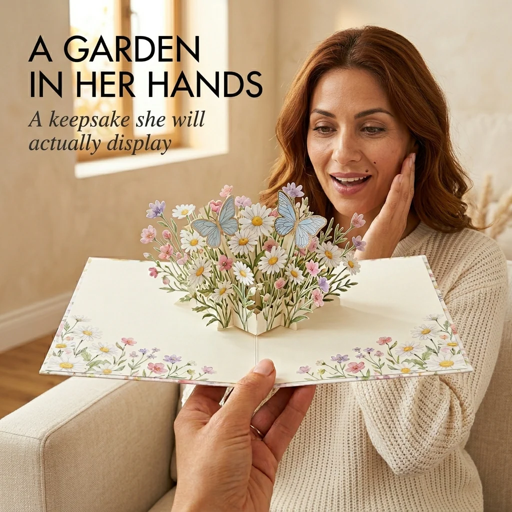 Gossamer™ – 3D Pop-Up Butterfly & Daisy Greeting Card with Envelope + 50% OFF - Image 3