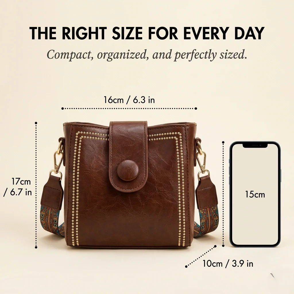 Rivelle™ – Vintage Stud Crossbody Bag with Boho Wide Strap + 50% OFF - Image 4