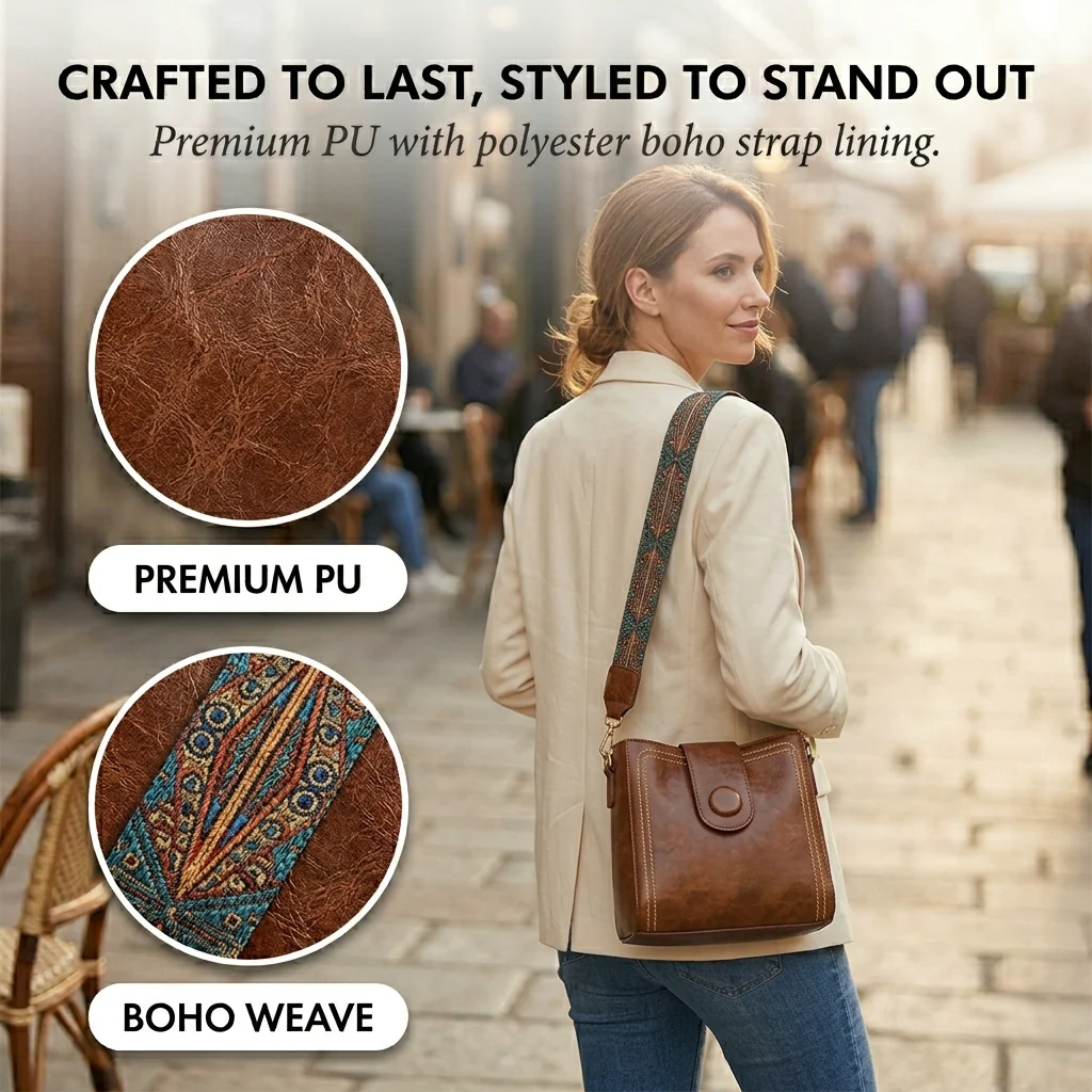 Rivelle™ – Vintage Stud Crossbody Bag with Boho Wide Strap + 50% OFF - Image 5