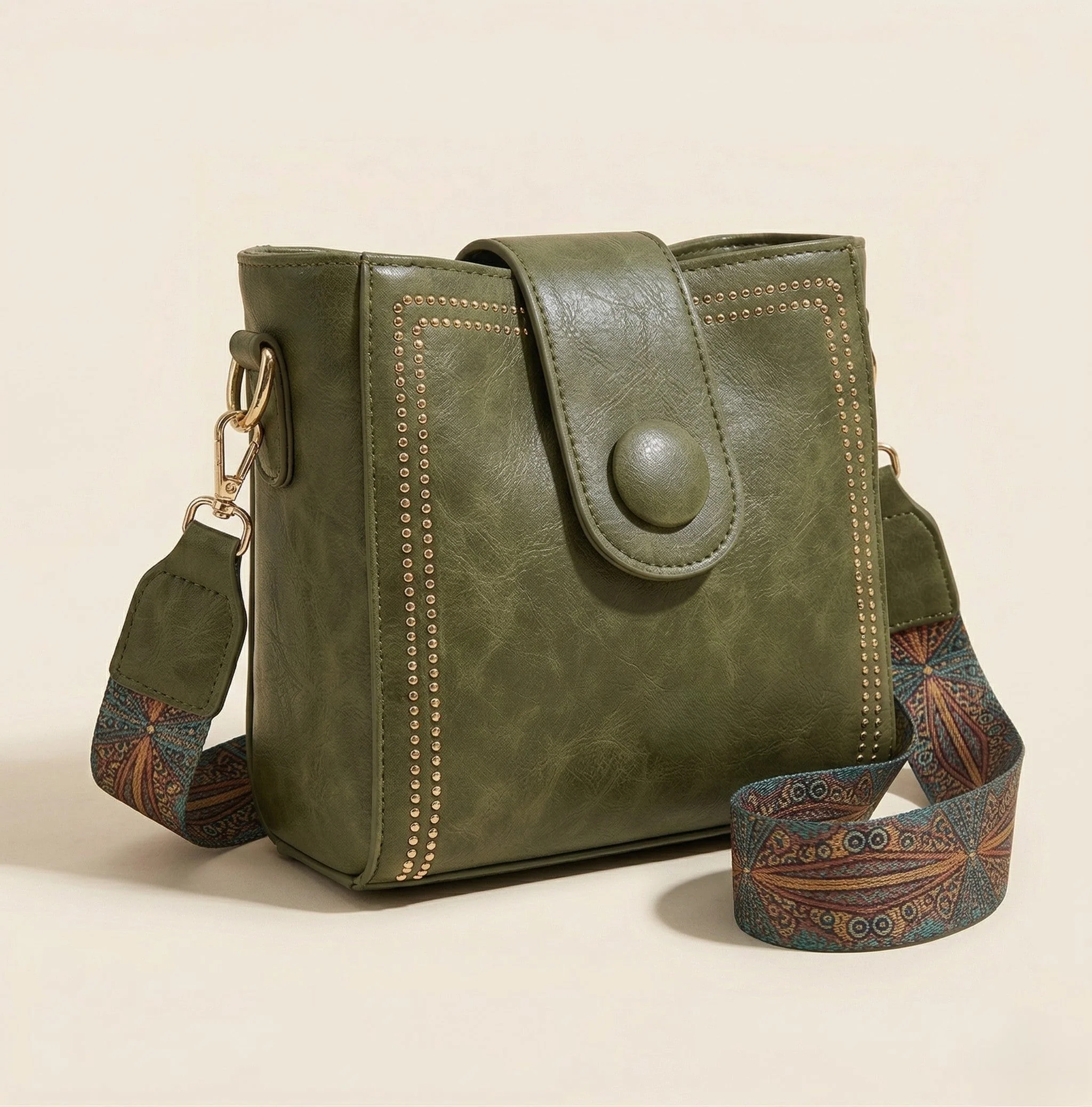 Rivelle™ – Vintage Stud Crossbody Bag with Boho Wide Strap + 50% OFF - Image 7