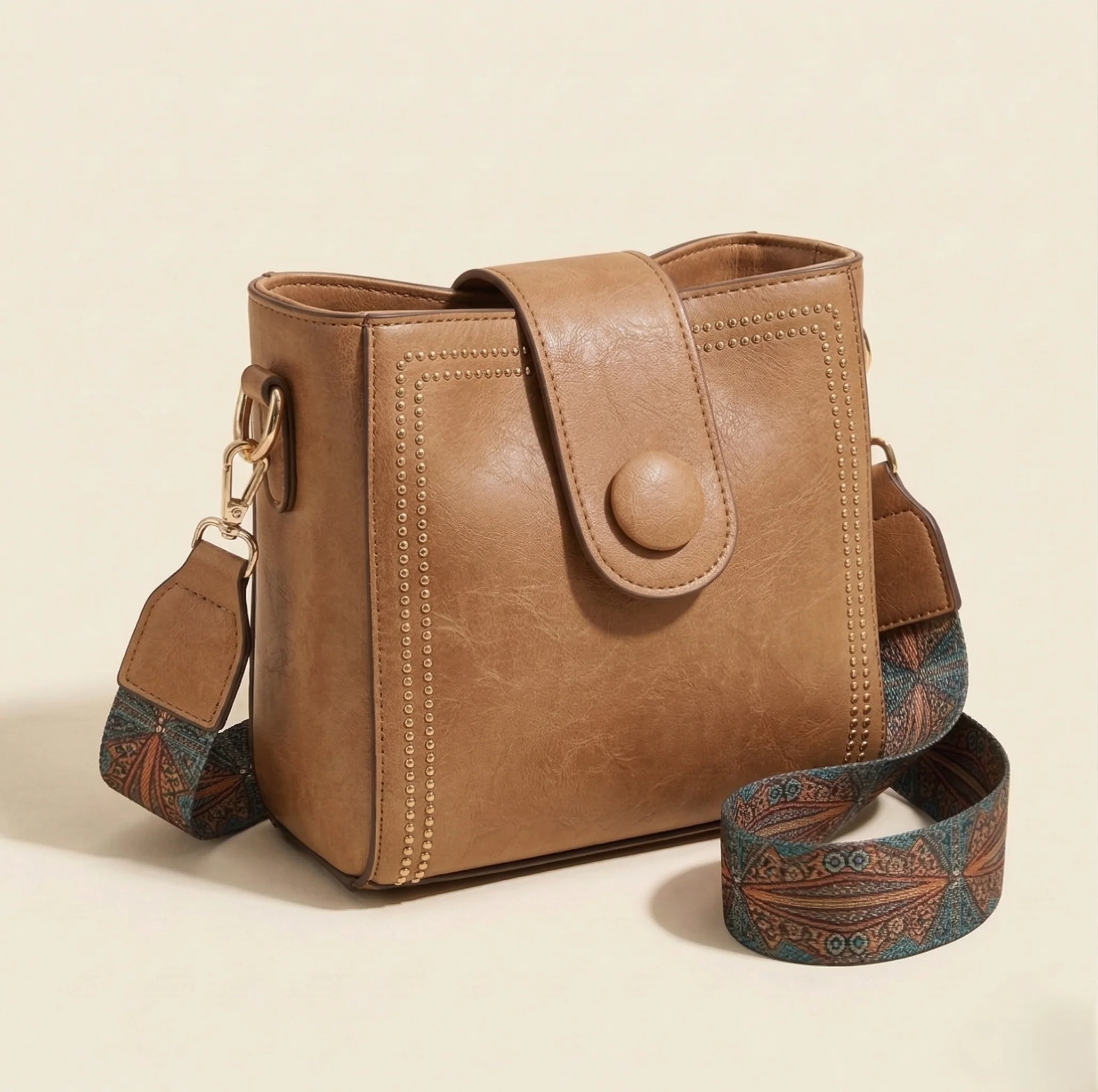 Rivelle™ – Vintage Stud Crossbody Bag with Boho Wide Strap + 50% OFF - Image 9