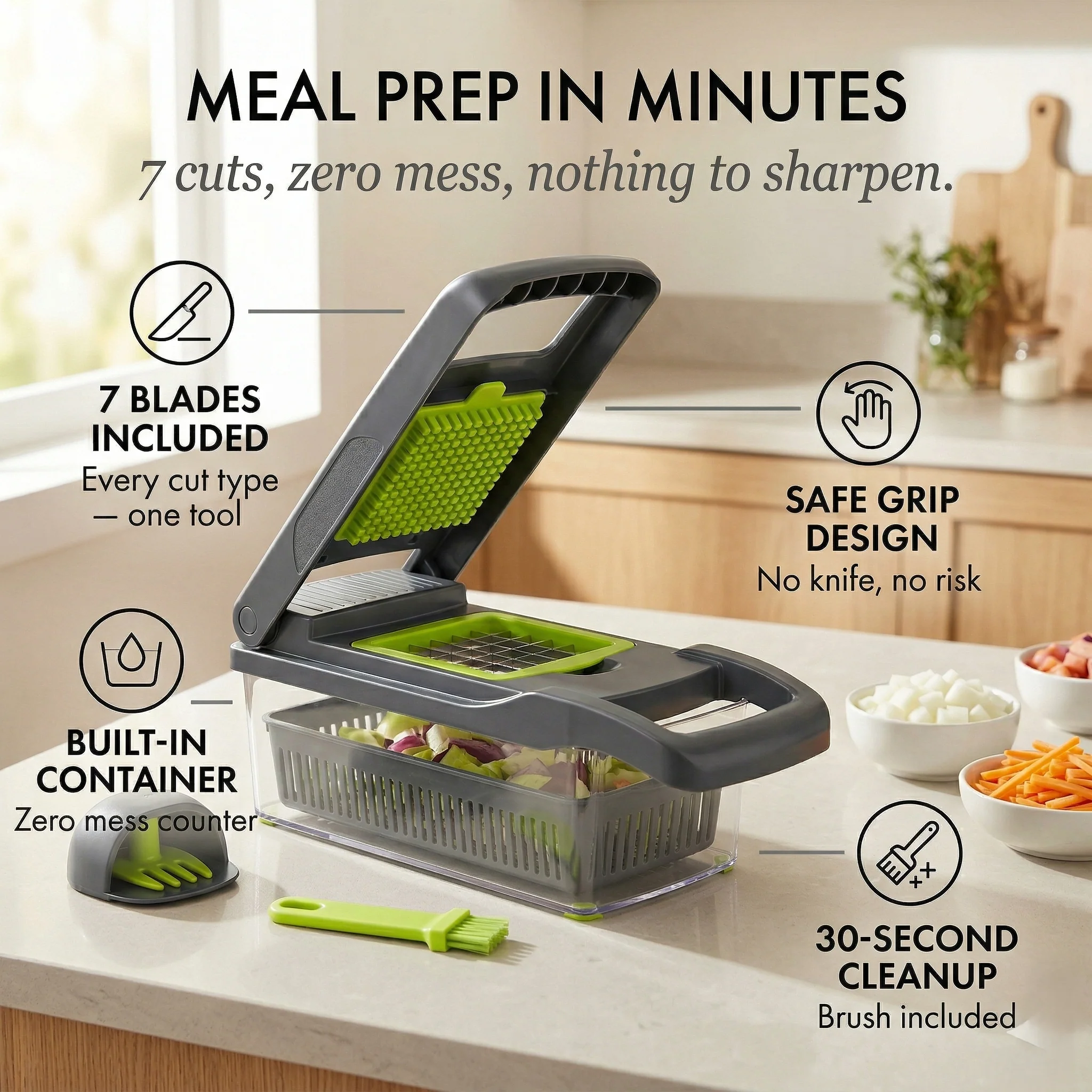 Cropwell™ – 7-in-1 Interchangeable Blade Vegetable & Fruit Chopper Slicer Set + 50% OFF - Image 4
