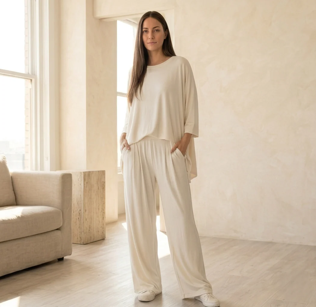 Lushara™ – Soft Pleated Two-Piece Lounge Set | Round Neck Top & Wide-Leg Pants +50% OFF - Image 7