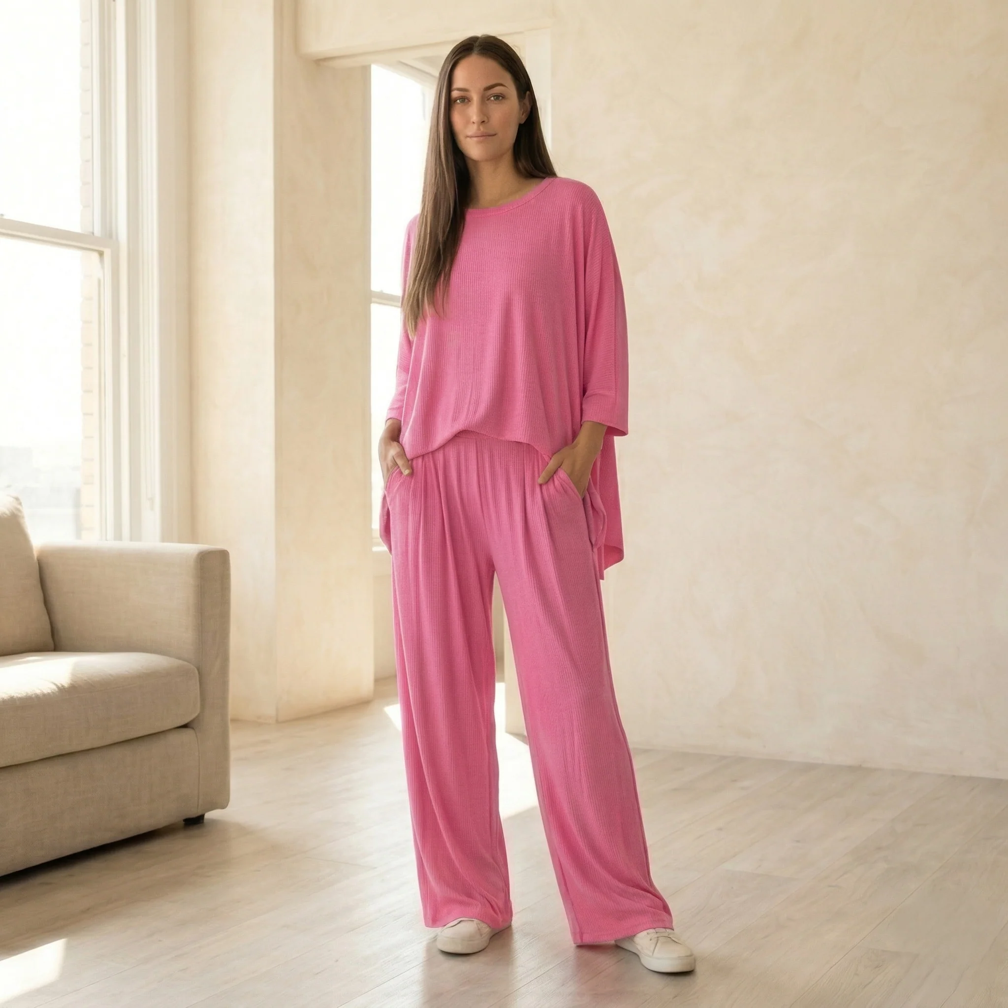 Lushara™ – Soft Pleated Two-Piece Lounge Set | Round Neck Top & Wide-Leg Pants +50% OFF - Image 8