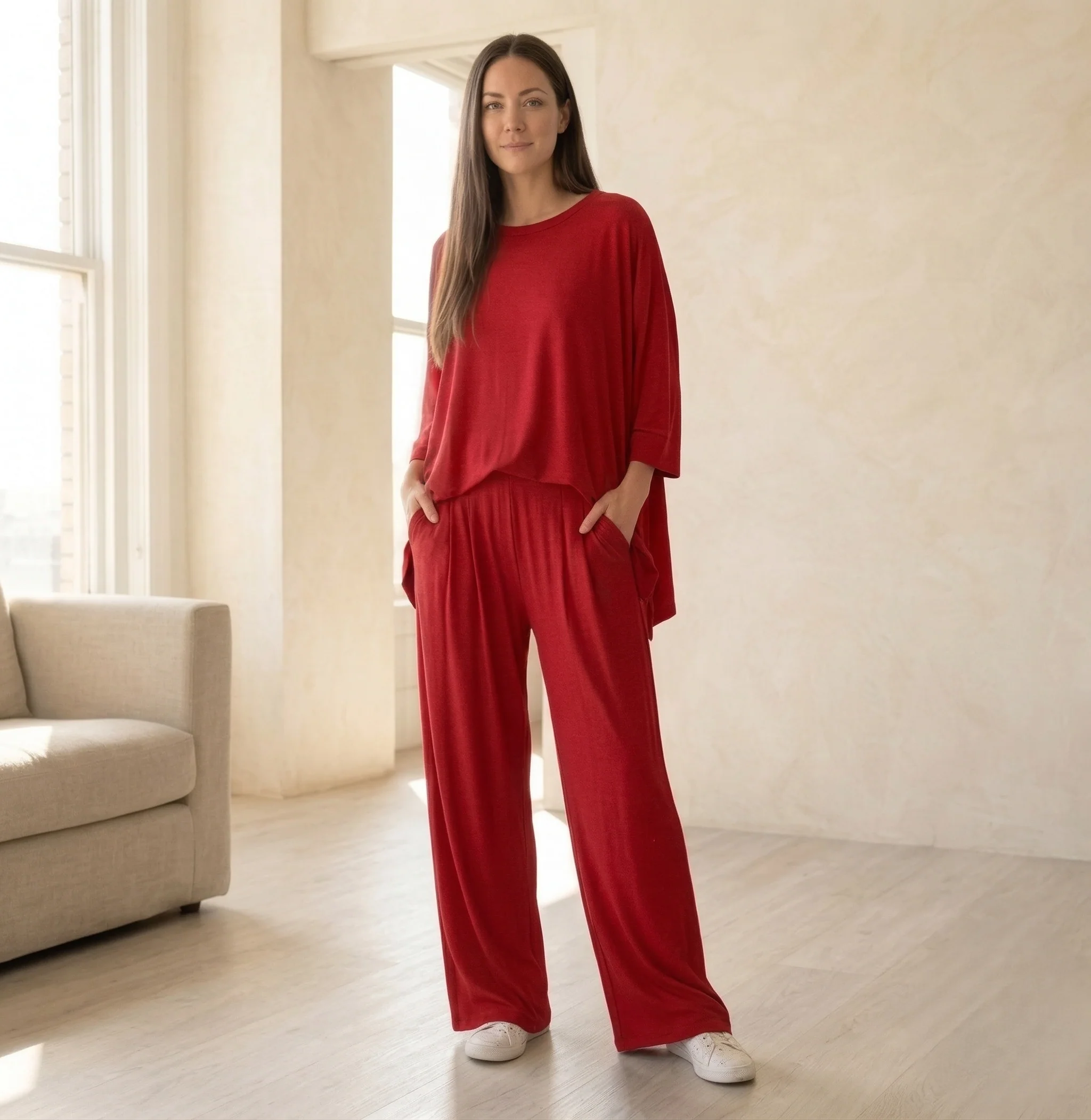 Lushara™ – Soft Pleated Two-Piece Lounge Set | Round Neck Top & Wide-Leg Pants +50% OFF - Image 9