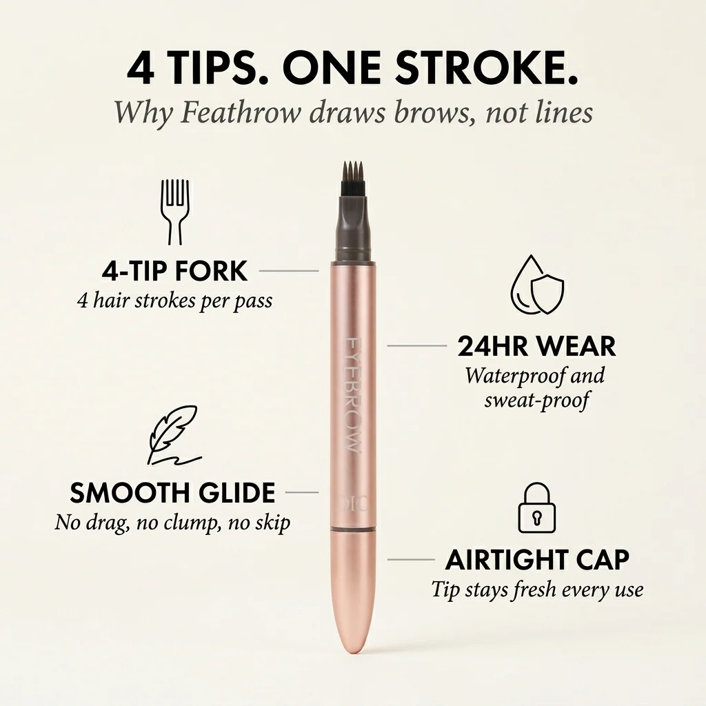 Feathrow™ – 4-Tip Micro-Fork Waterproof Eyebrow Pencil for Natural Hair-Like Strokes +50% OFF - Image 4