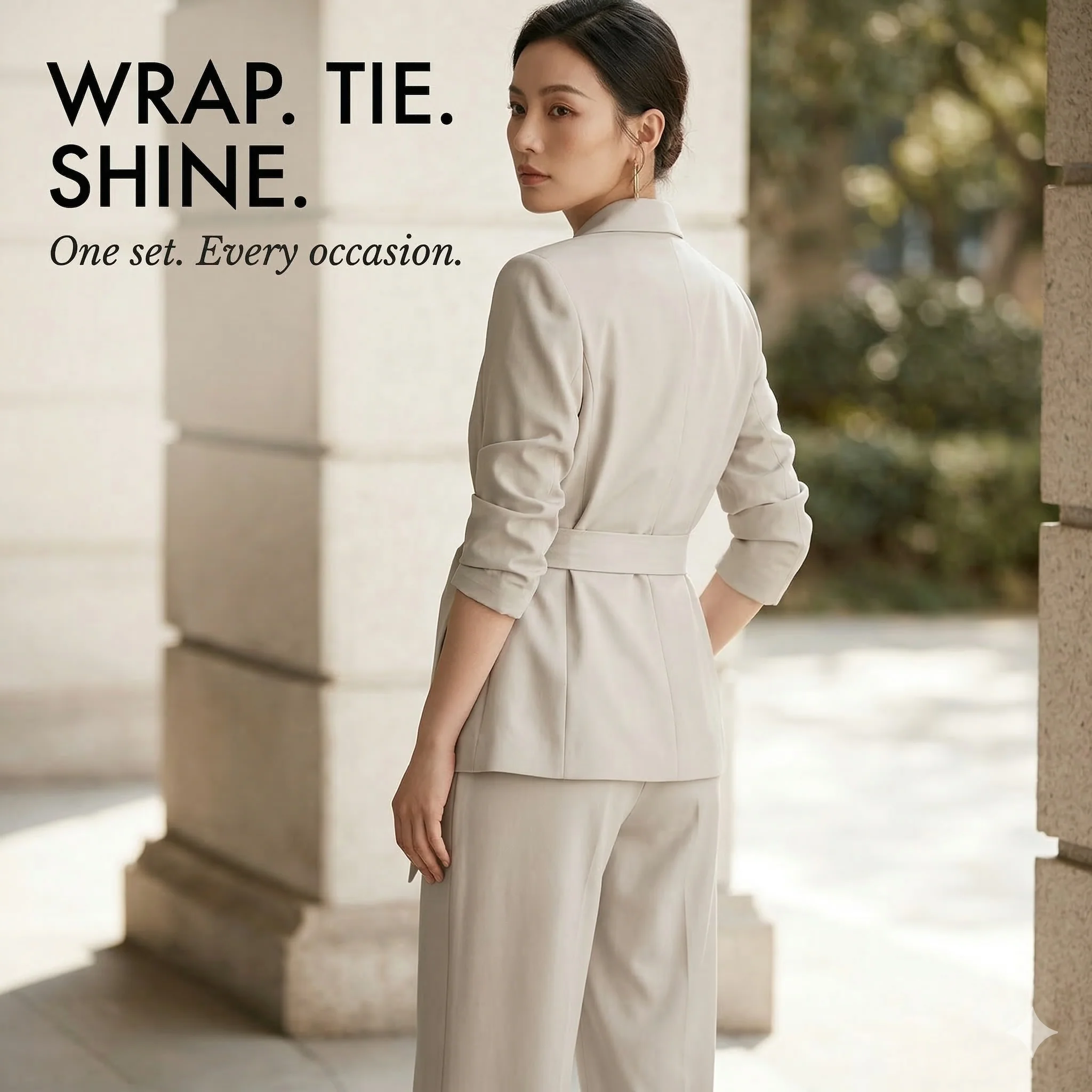 Lapelle™ – Tie-Waist Blazer & Wide-Leg Pants 2-Piece Suit Set + 50% OFF - Image 3