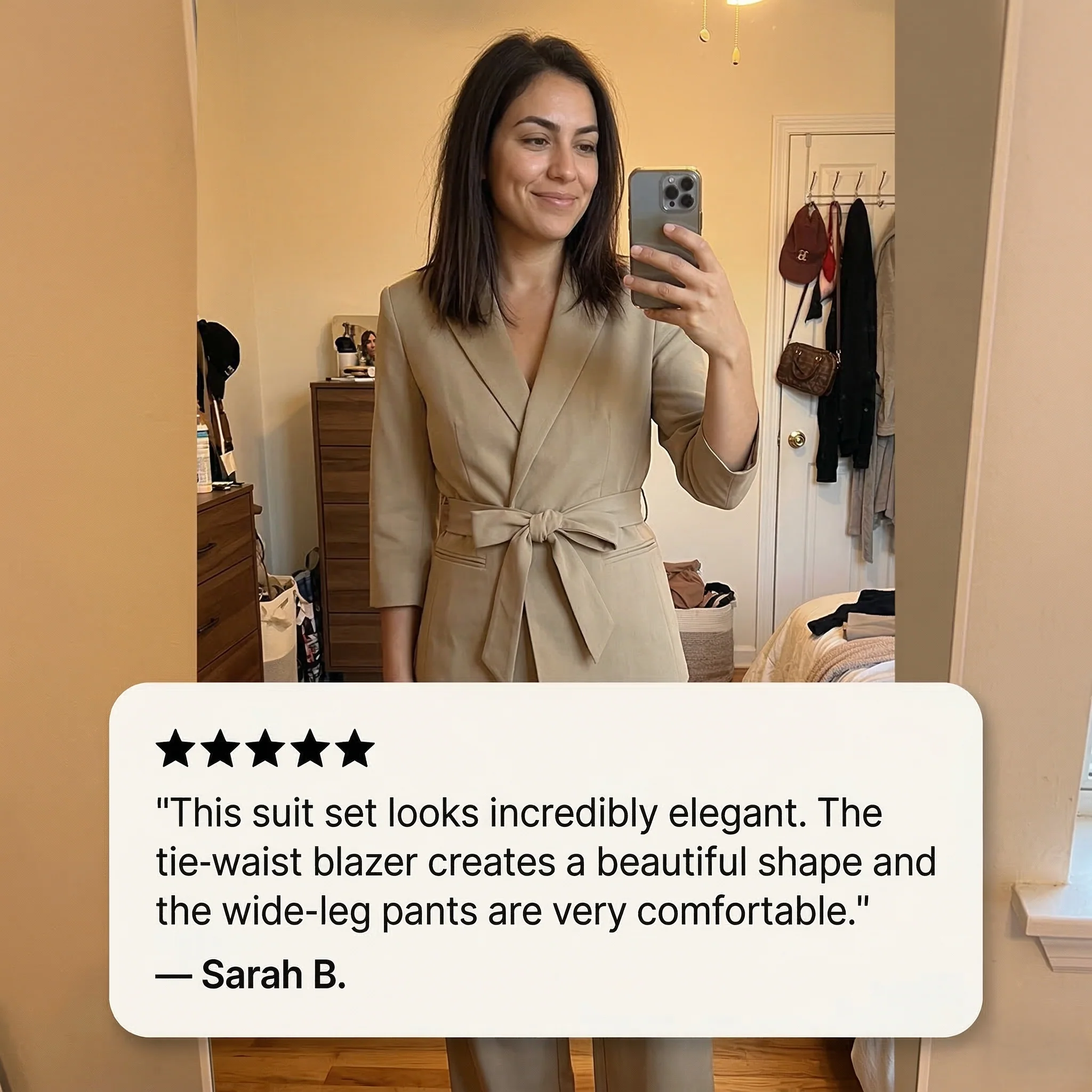 Lapelle™ – Tie-Waist Blazer & Wide-Leg Pants 2-Piece Suit Set + 50% OFF - Image 6