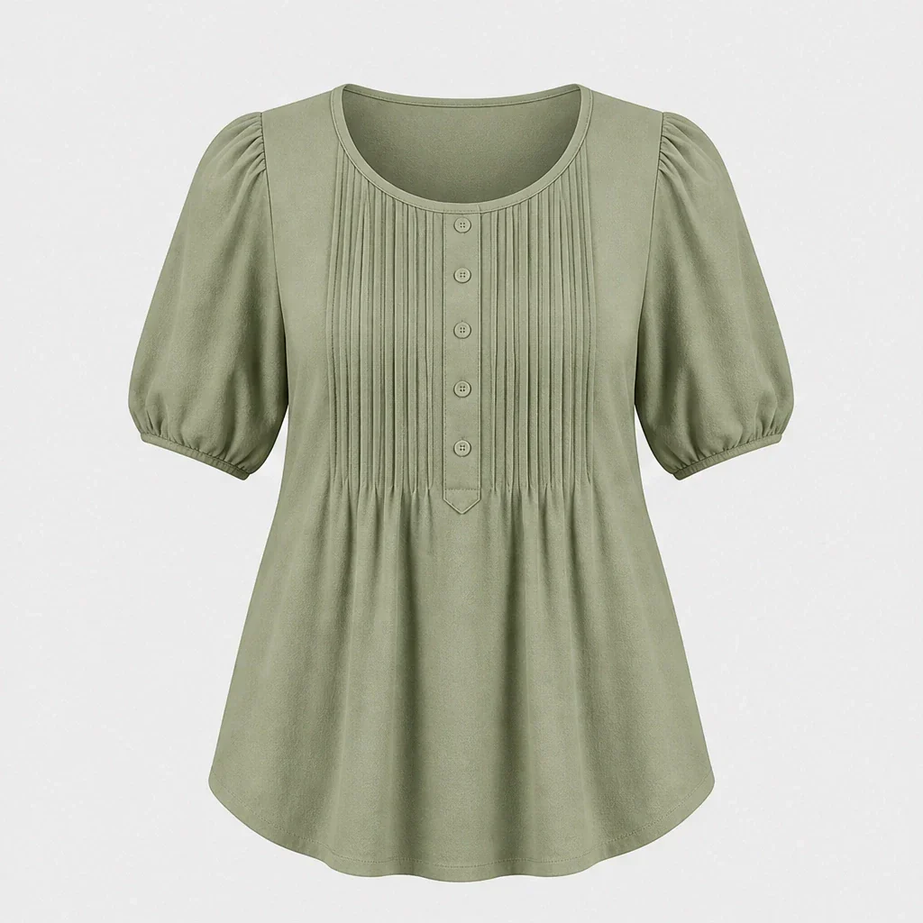 Sable™ – Pleated Front Puff Sleeve Soft Drape Top + 50% OFF - Image 14