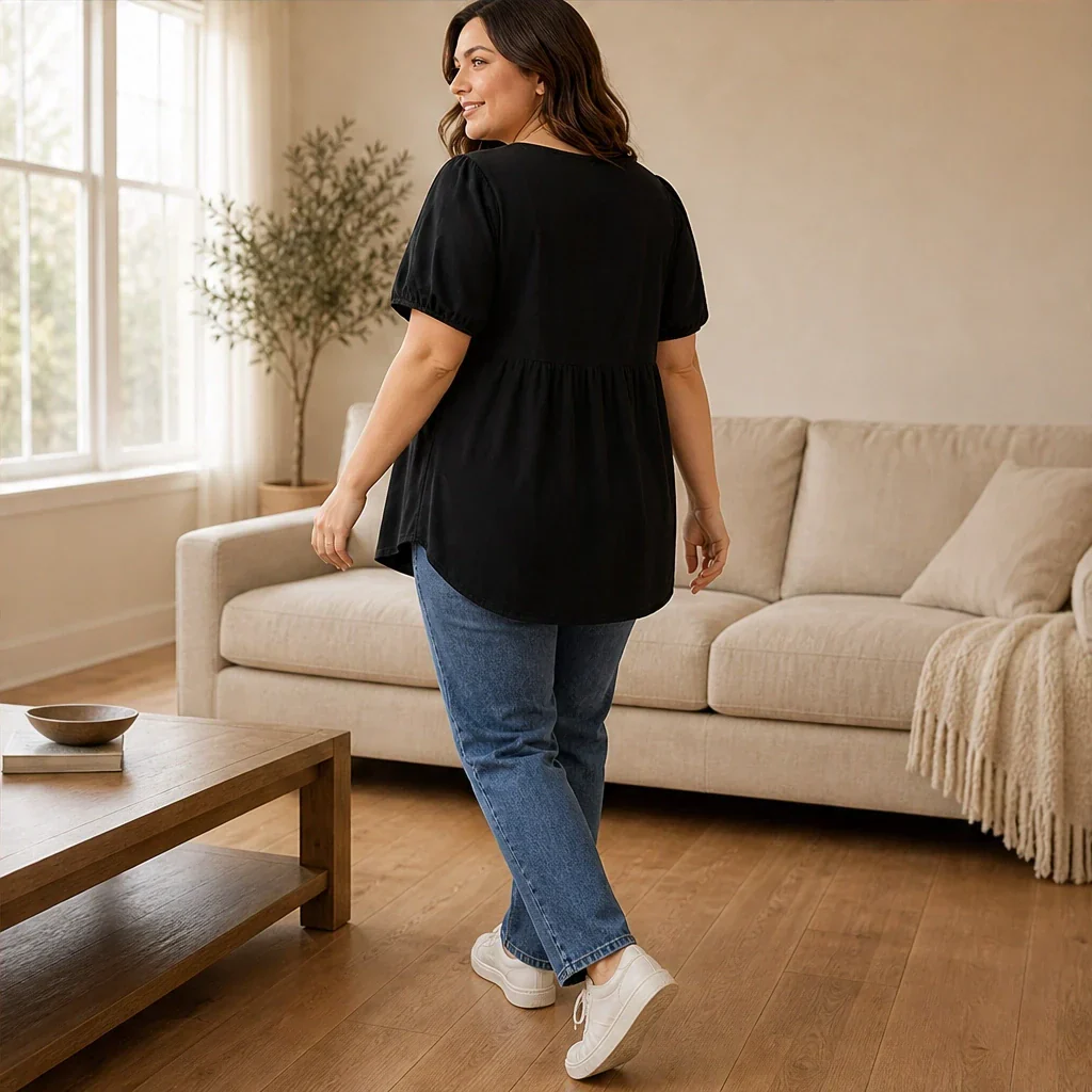 Sable™ – Pleated Front Puff Sleeve Soft Drape Top + 50% OFF - Image 3