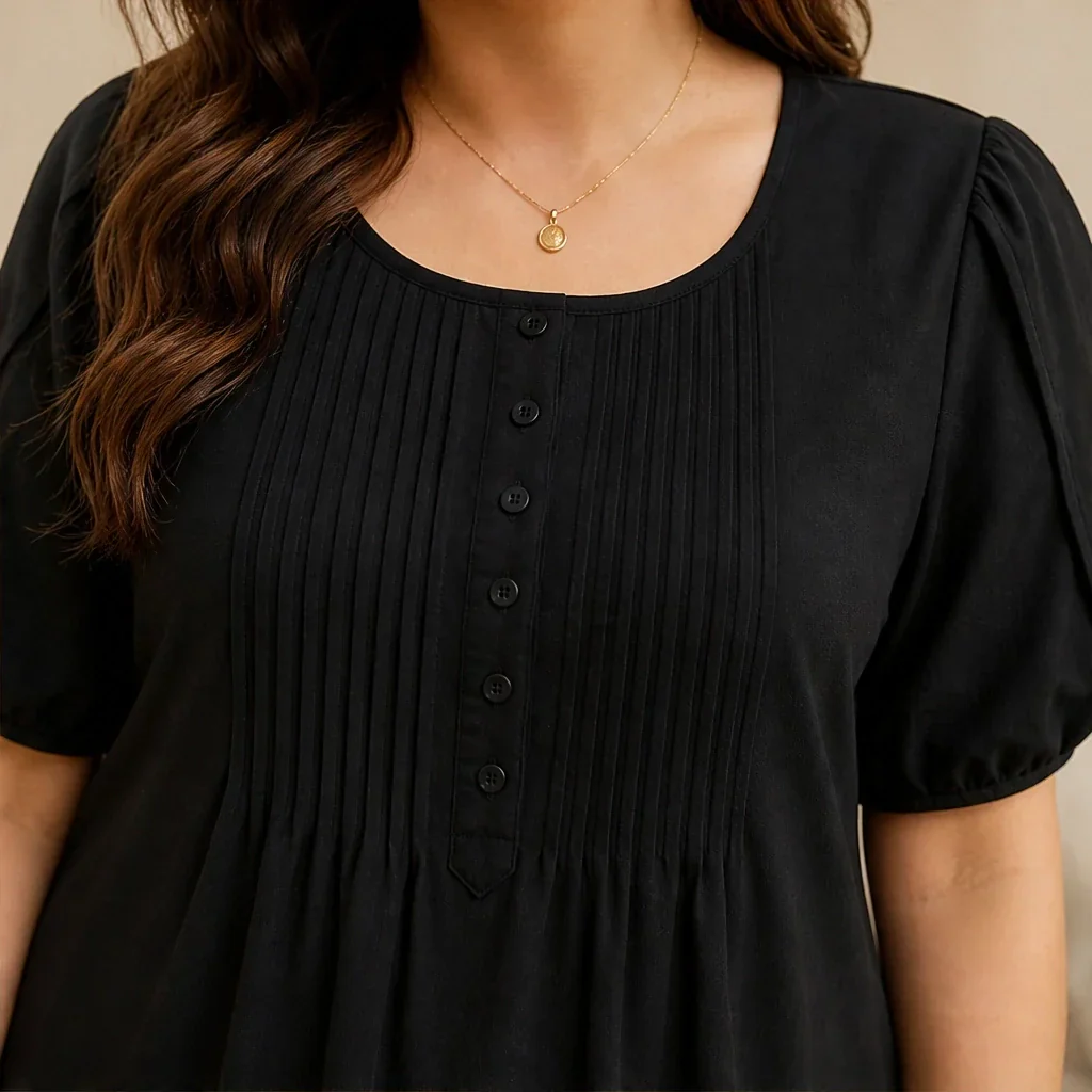 Sable™ – Pleated Front Puff Sleeve Soft Drape Top + 50% OFF - Image 7