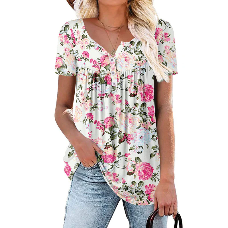 Willowmere™ – Flowy Floral Button-Up Short-Sleeve Tee + 50% OFF - Image 12