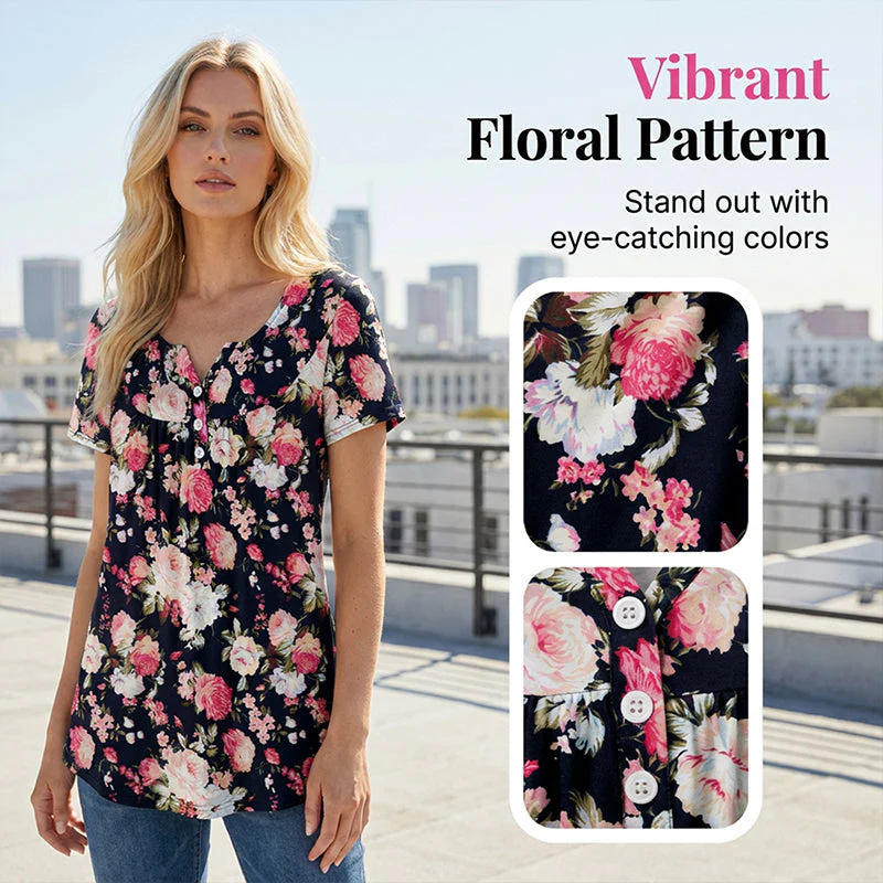 Willowmere™ – Flowy Floral Button-Up Short-Sleeve Tee + 50% OFF - Image 6