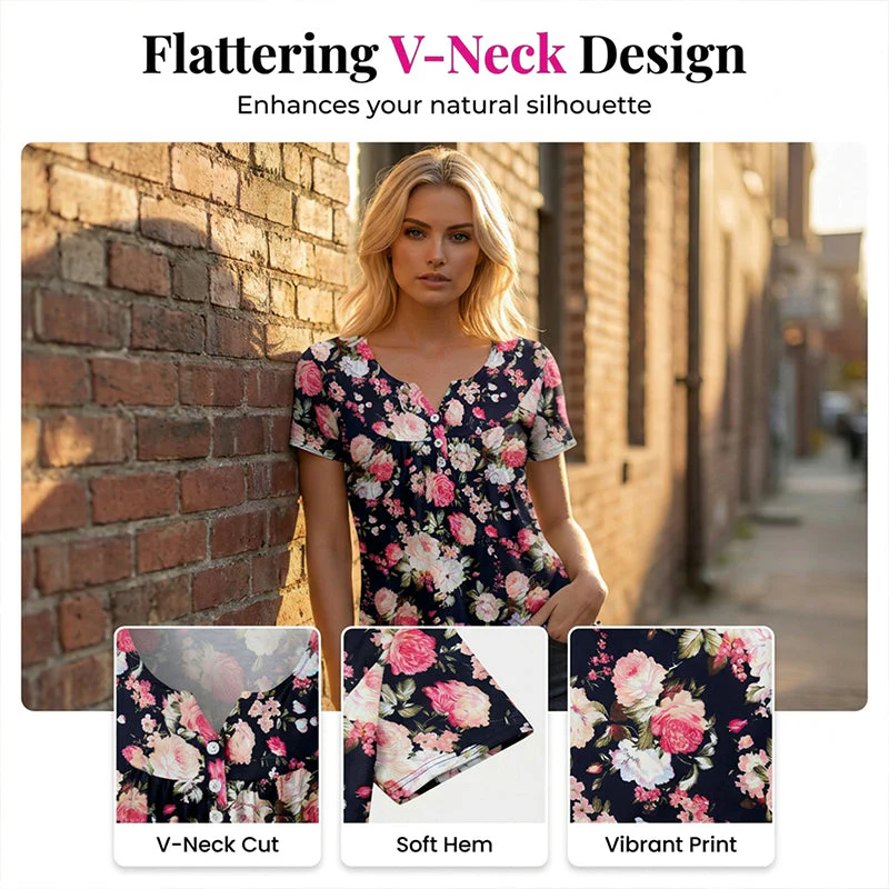 Willowmere™ – Flowy Floral Button-Up Short-Sleeve Tee + 50% OFF - Image 8