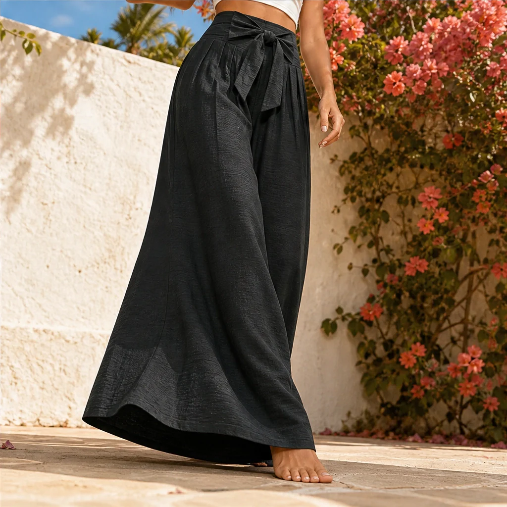 Velloria™ – High-Waisted Tie-Front Wide-Leg Pants with Pockets + 50% OFF - Image 3