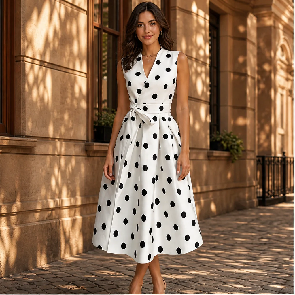 Veraine™ – Polka Dot V-Neck Adjustable-Waist Summer Dress + 50% OFF - Image 12